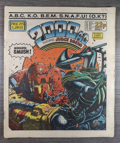 2000AD Prog 399 Featuring Judge Dread Comic 5th Jan 1985  Vintage Retro Comic
