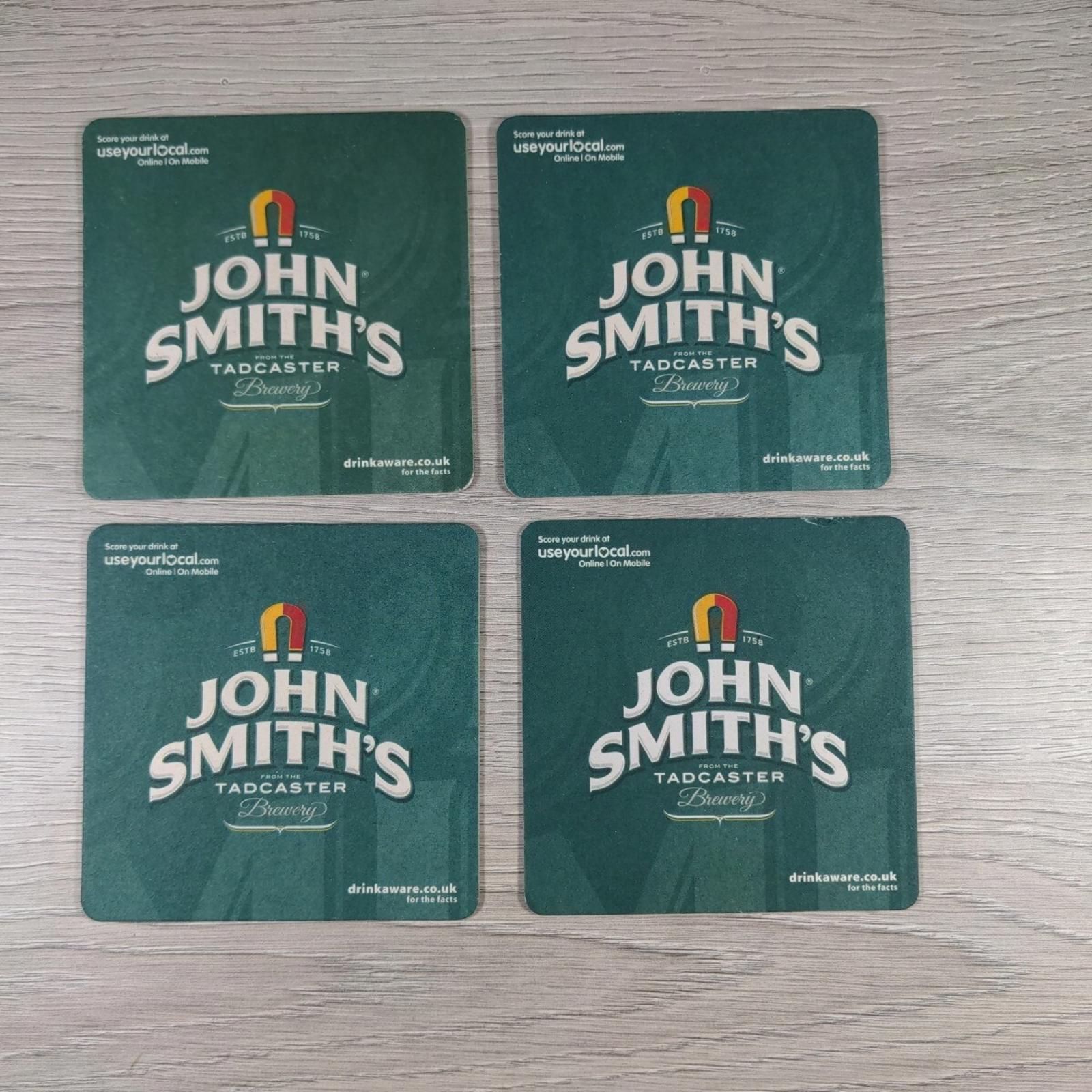 John Smiths 4 x Vintage Beer Mats Pub Bar Coaster  Breweriana - Retrorama UK