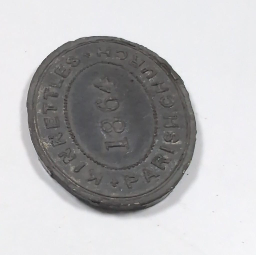 Kinnettles Parish Church 1 Table Token Year 1864 Victorian Era