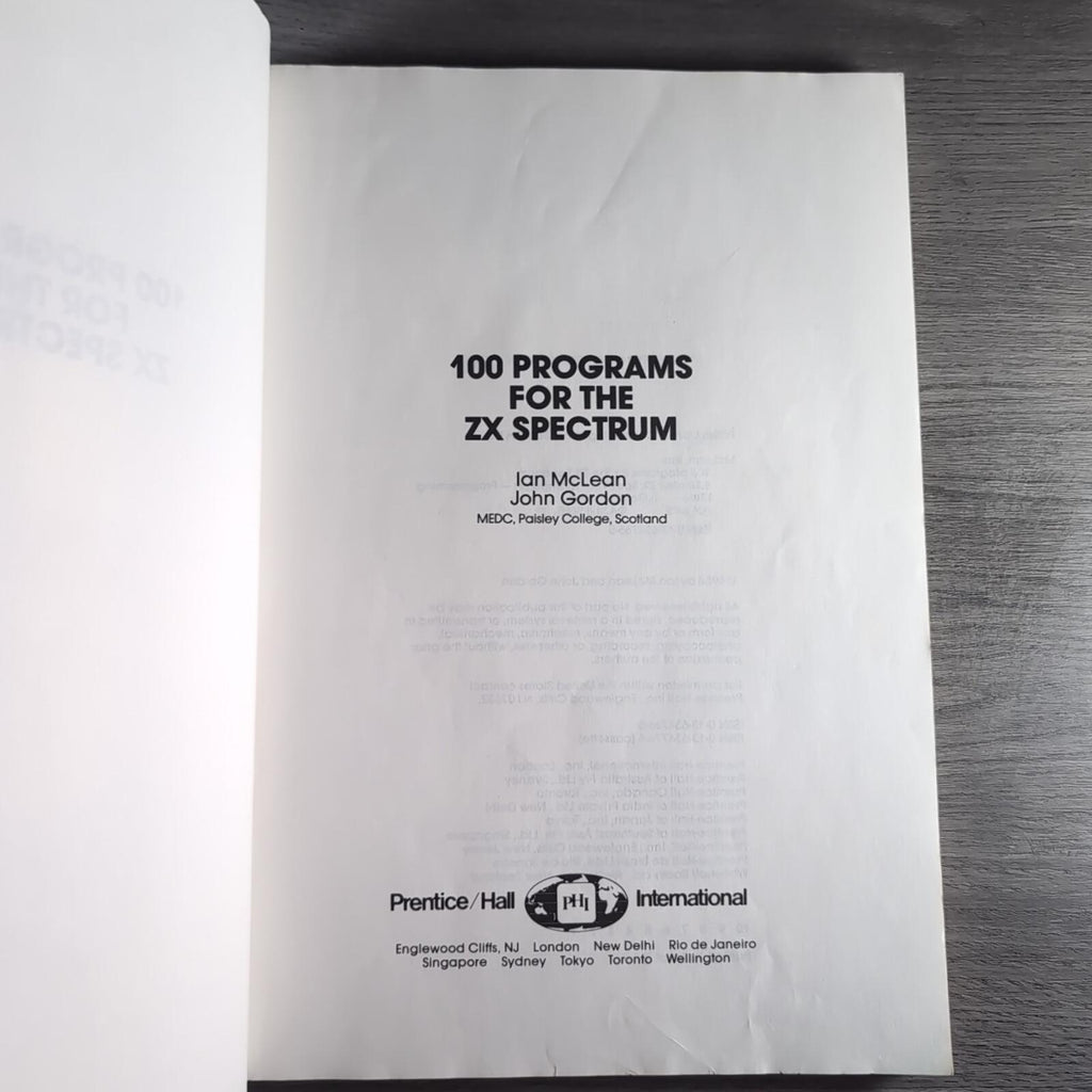 ZX Spectrum Book 100 Programs For The ZX Spectrum Computer Ian Mclean 1984