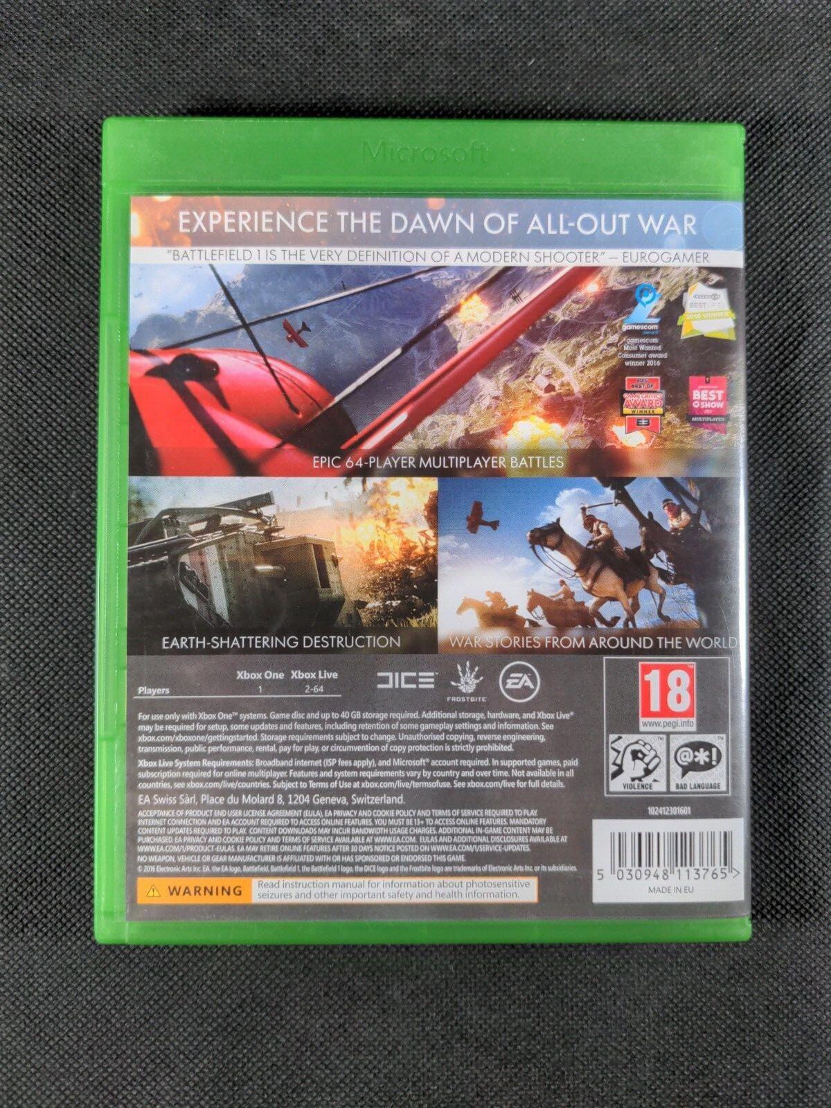 Battlefield 1 Microsoft Xbox One Game 2016 18+