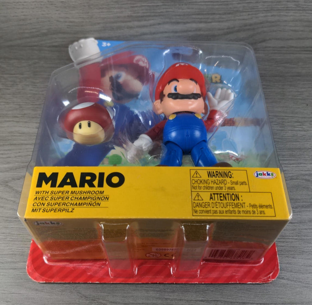 Super Mario With Super Mushroom Action Figure Jakks Pacific Factory Sealed Pack