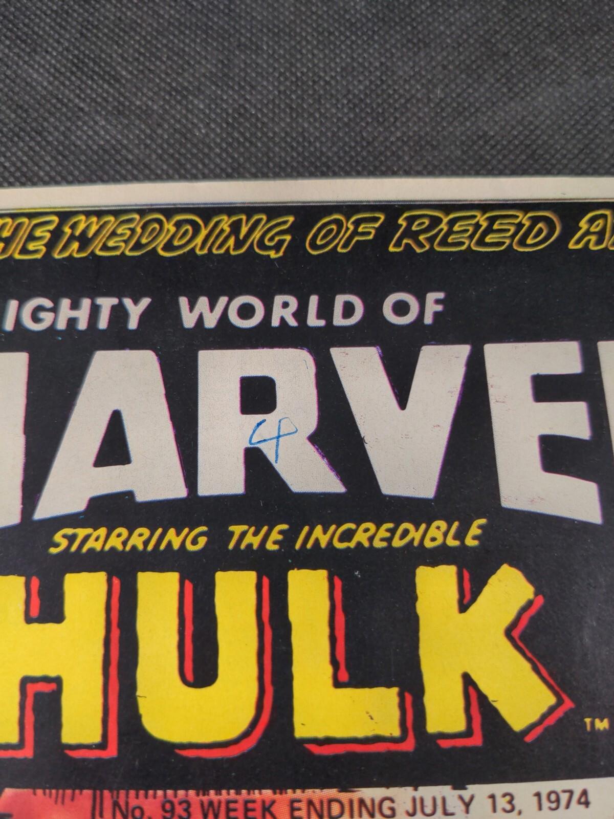 Mighty World of Marvel Issue No 93 July 1974 Marvel UK Vintage Comic