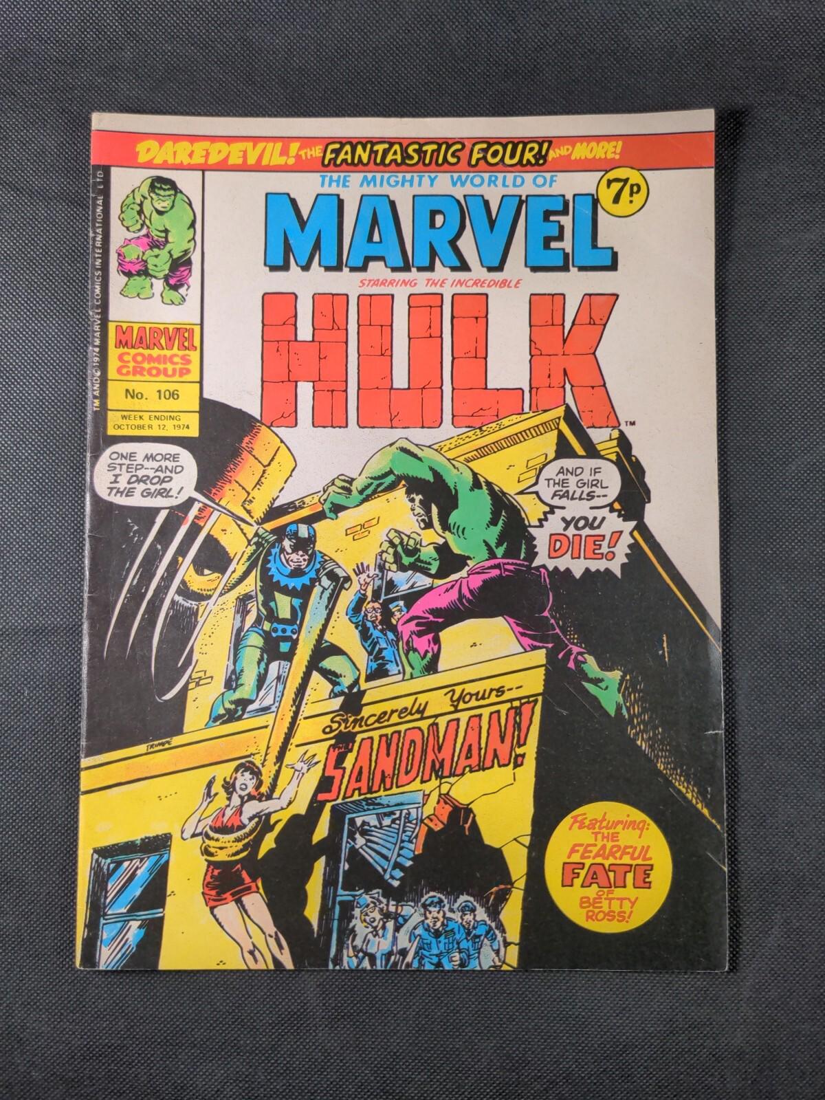 Marvel UK Comic Mighty World of Marvel Issue No 106 October 1974 Vintage