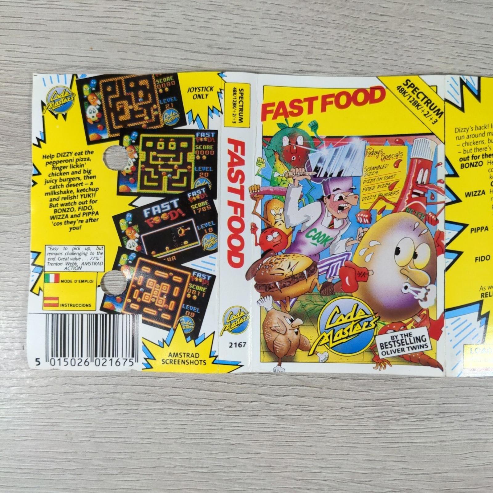 Fast Food ZX Spectrum 48K 128K Video Game Cassette Tested & Working