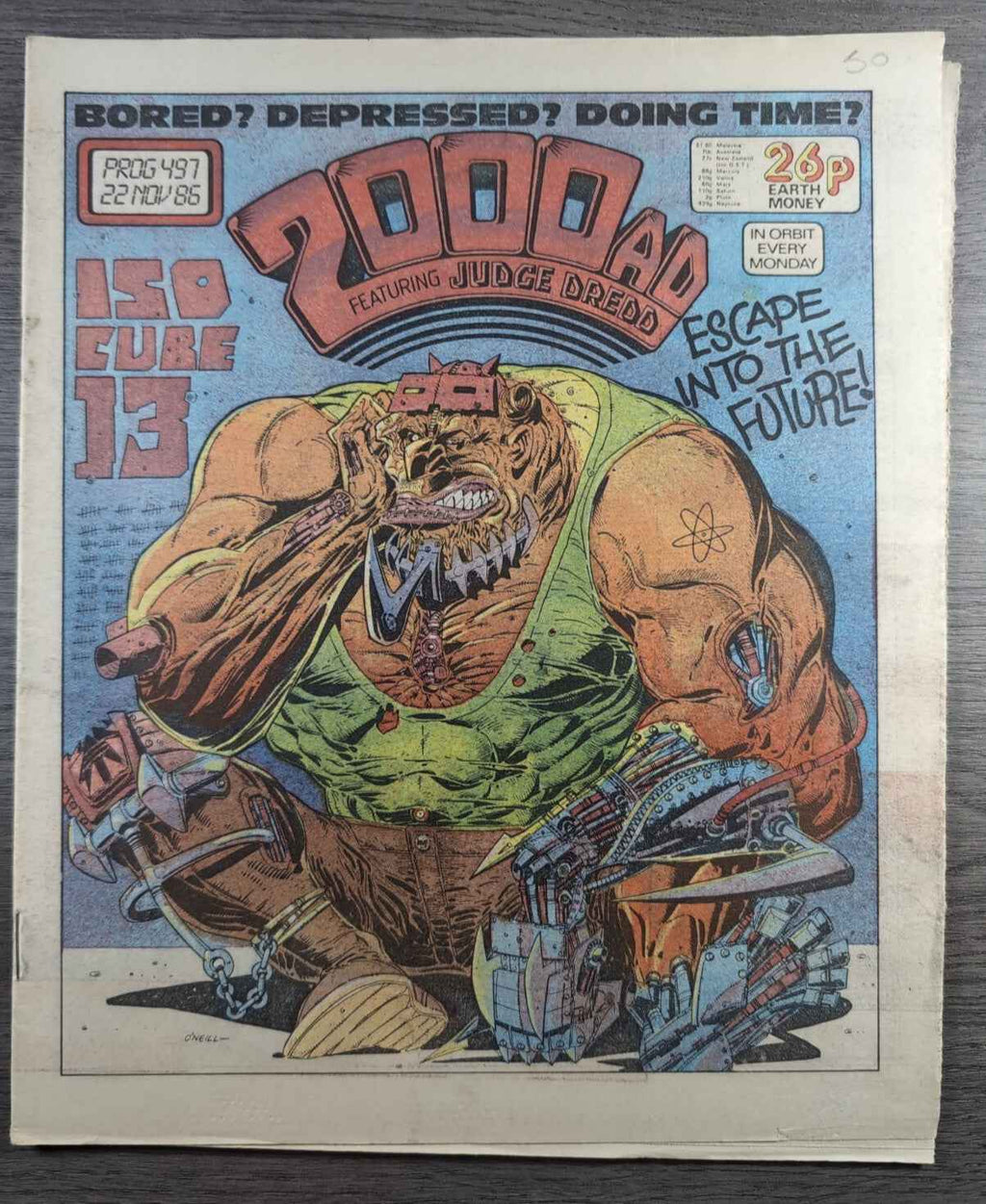 2000AD Prog 497 Featuring Judge Dread Comic 22nd Nov 1986 Vintage Retro Comic