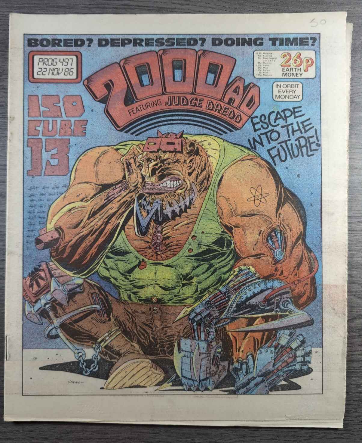 2000AD Prog 497 Featuring Judge Dread Comic 22nd Nov 1986 Vintage Retro Comic