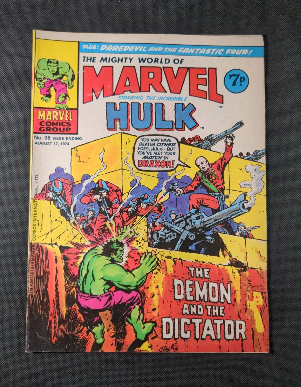 Mighty World of Marvel Issue No 98 August 1974 Vintage Marvel UK Comic