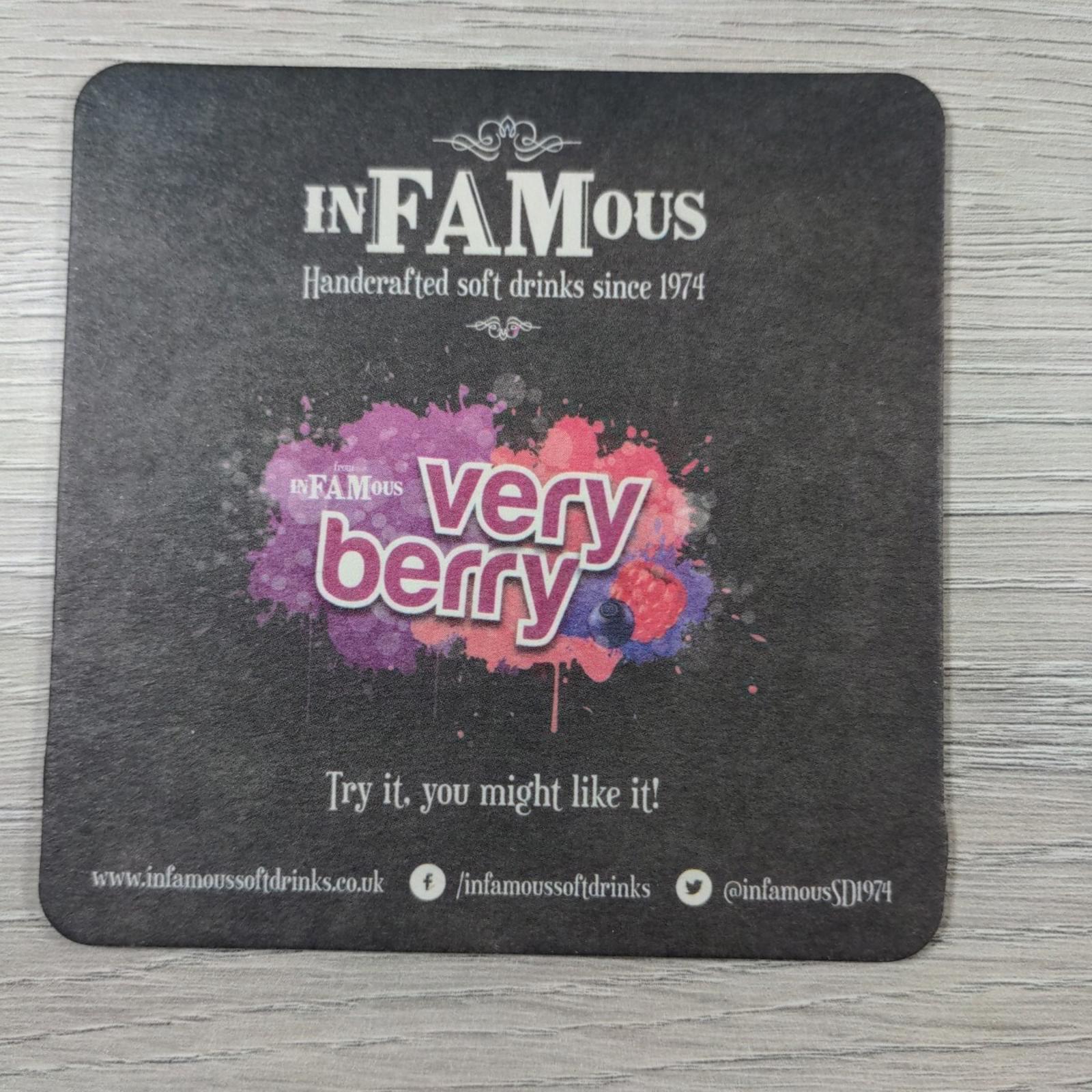 InFAMous 6 x Vintage Beer Mats Pub Bar Coaster Breweriana - Retrorama UK