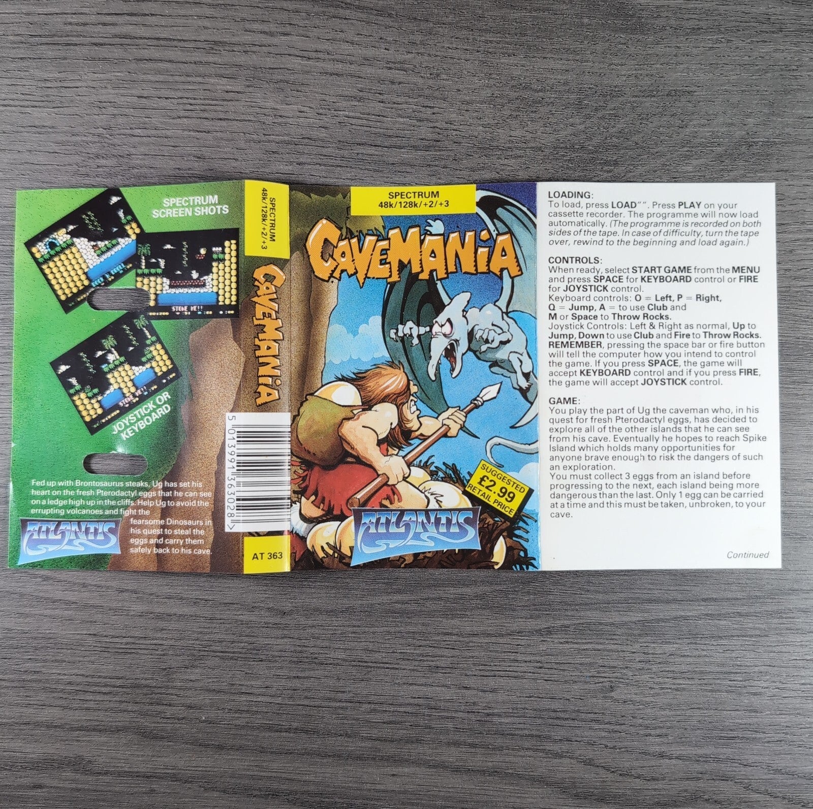 Cavemania ZX Spectrum 48/128K Game Tested & Working Vintage Retro Video Game