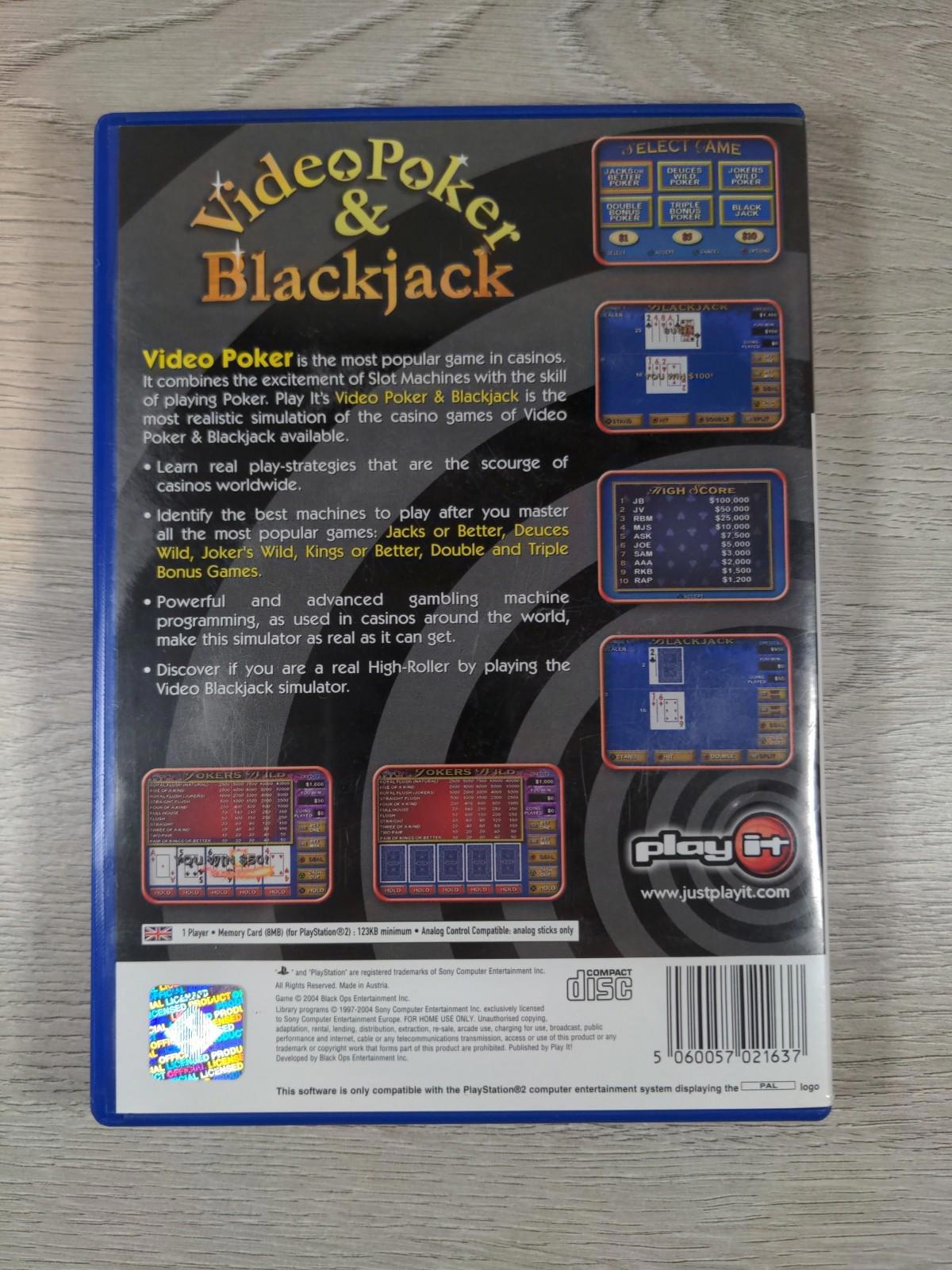 Video Poker & Blackjack Playstation 2 PS2 Game + Manual Tested & Working