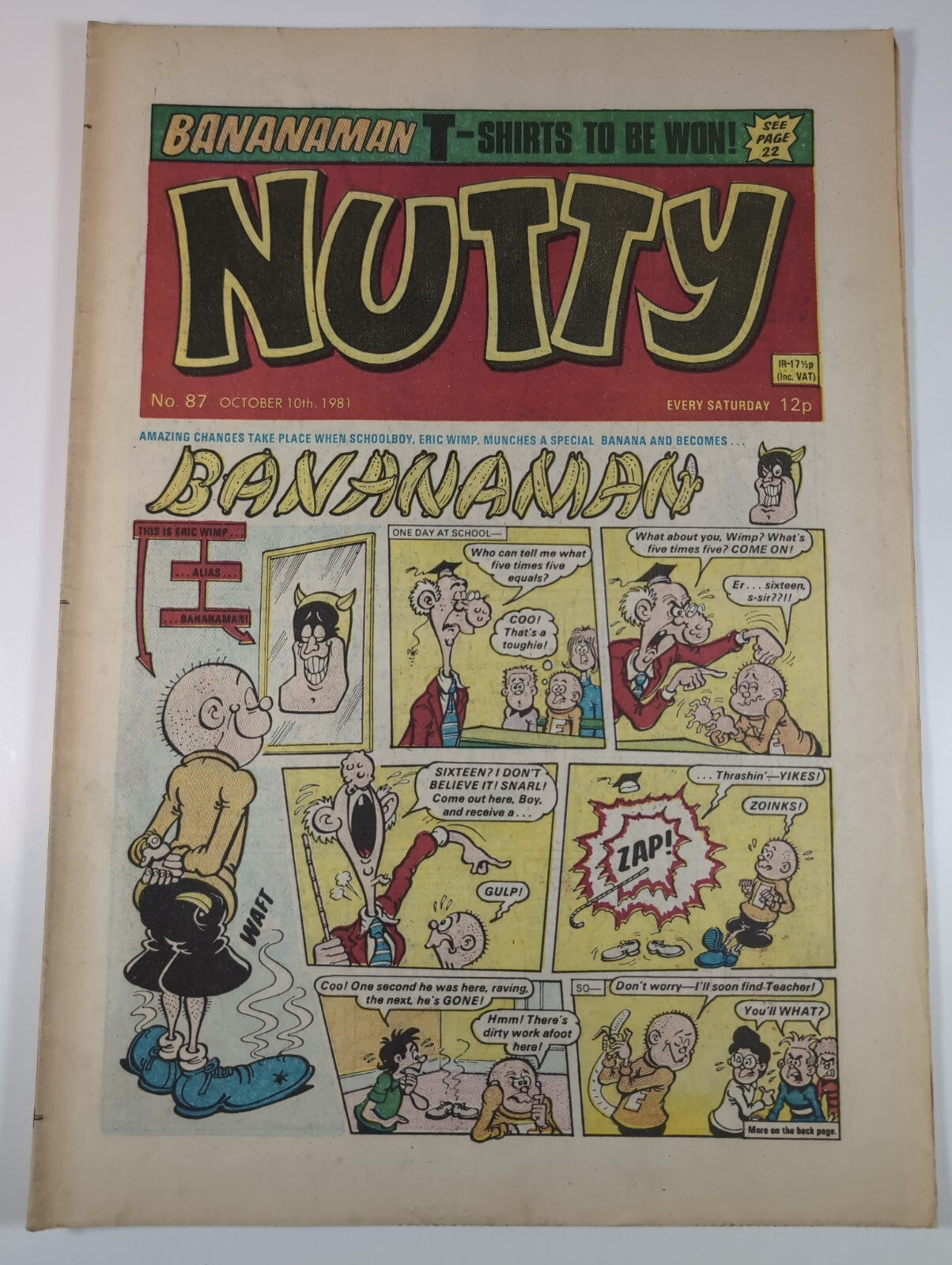 Nutty Comic Featuring Bananaman Issue No. 87 Oct 10th 1981 Vintage Retro Comic