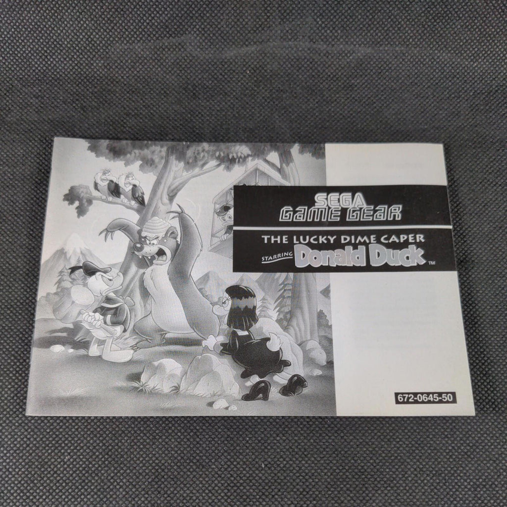 Donald Duck The Lucky Dime Caper Sega Game Gear Game Cartridge & Manual