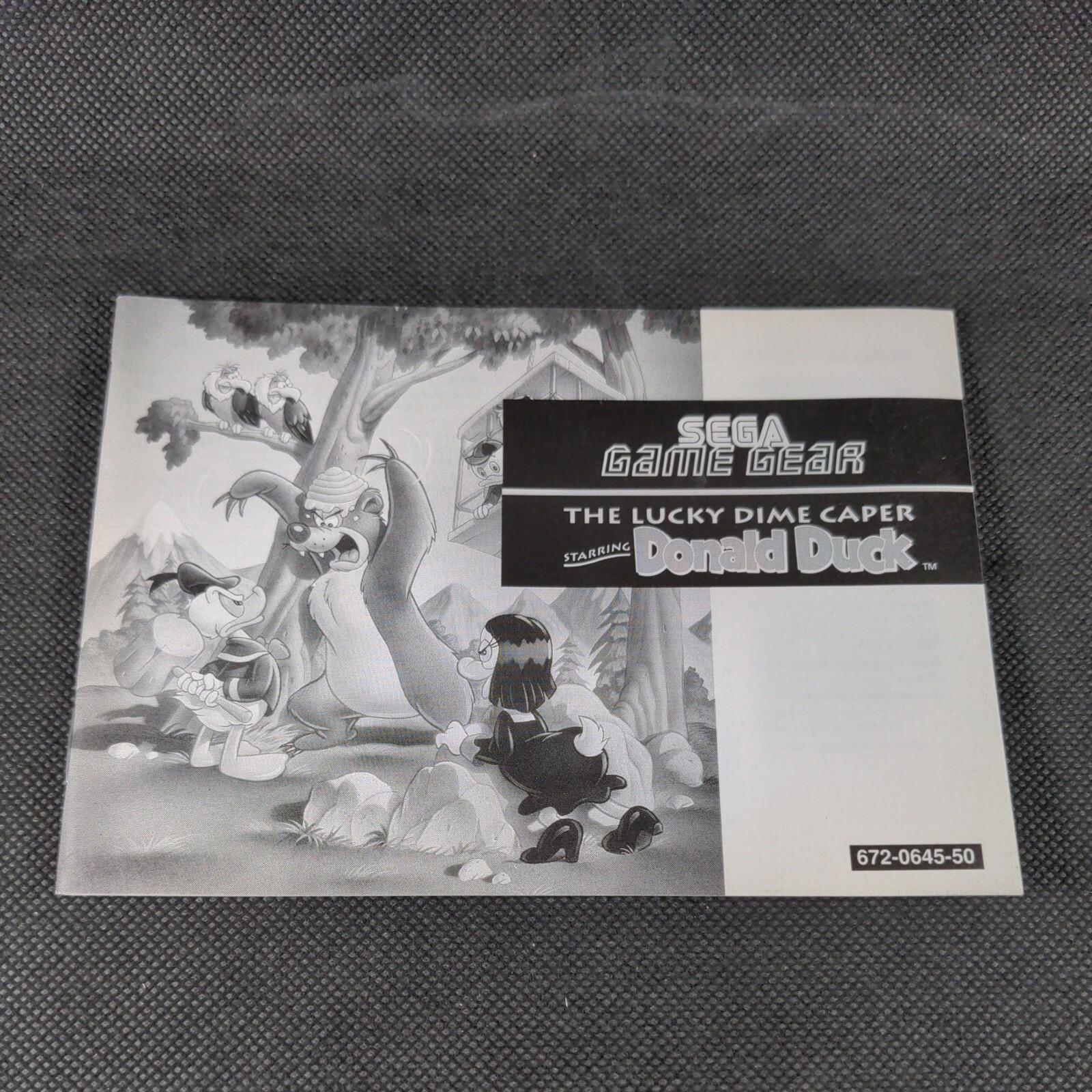 Donald Duck The Lucky Dime Caper Sega Game Gear Game Cartridge & Manual