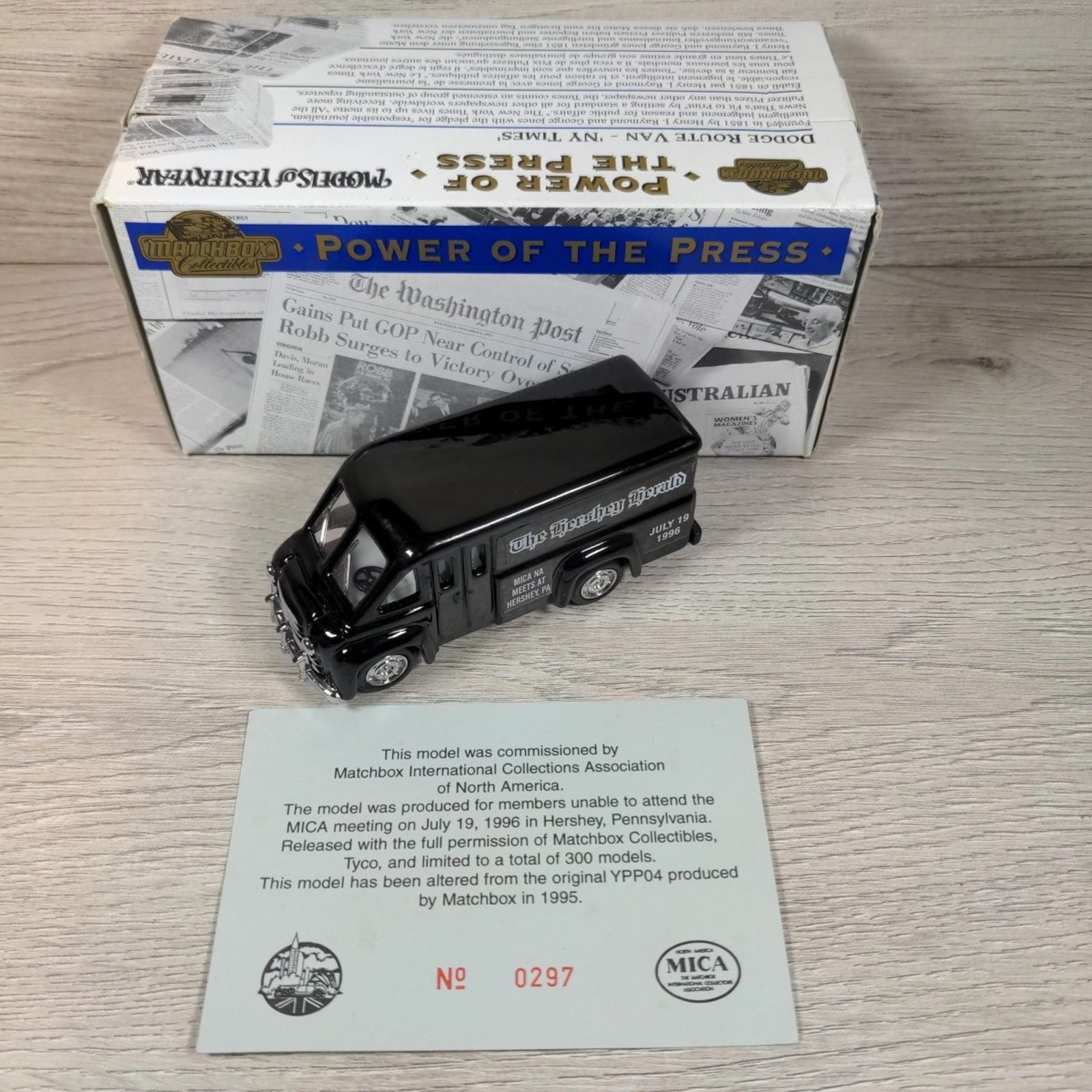 Matchbox MSM01 Mica Special Black Dodge Van 1 of 300 Diecast Model UK