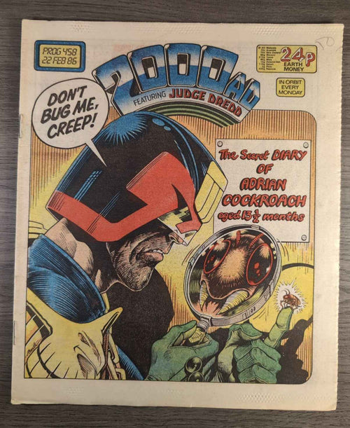 2000AD Prog 458 Featuring Judge Dread Comic 22nd Feb 1986 Vintage Retro Comic