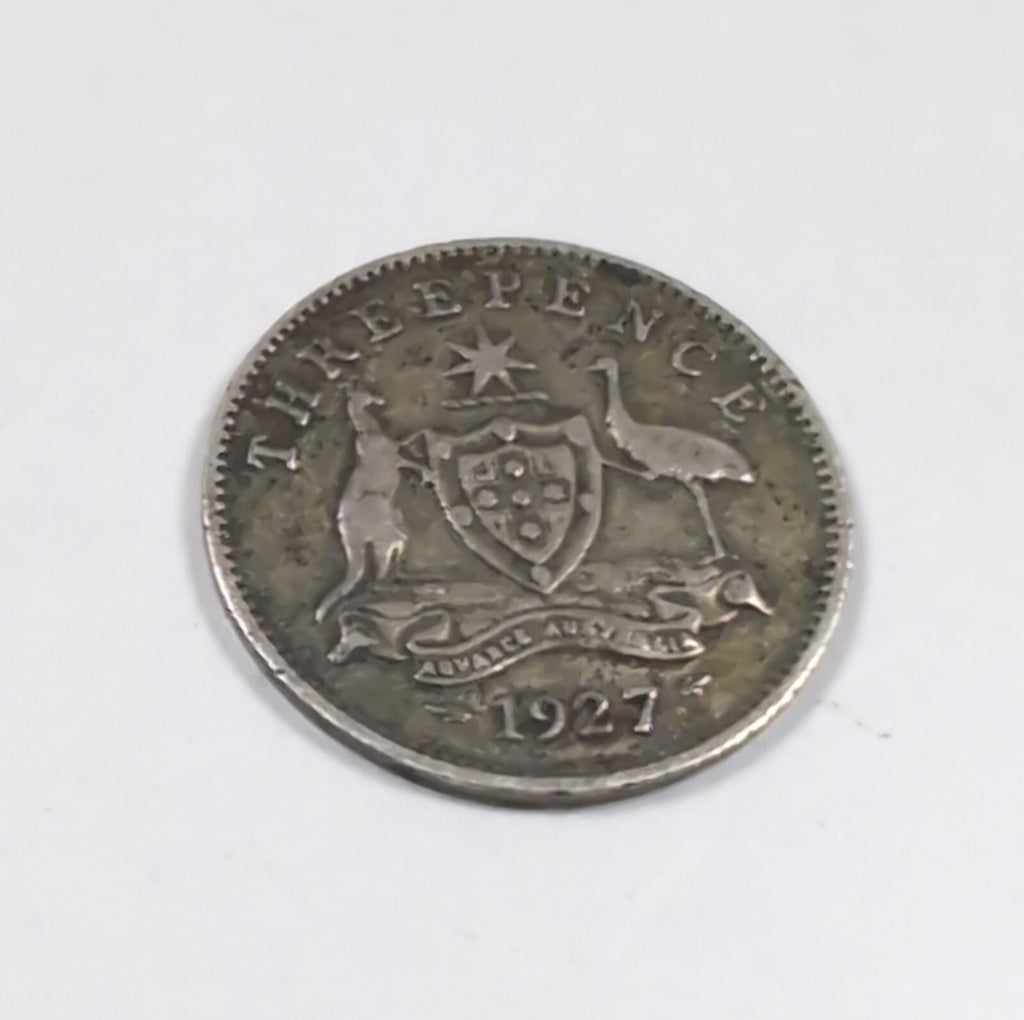 1927 George V Sterling Silver 3D Threepence Coin Good Condition Vintage Coin