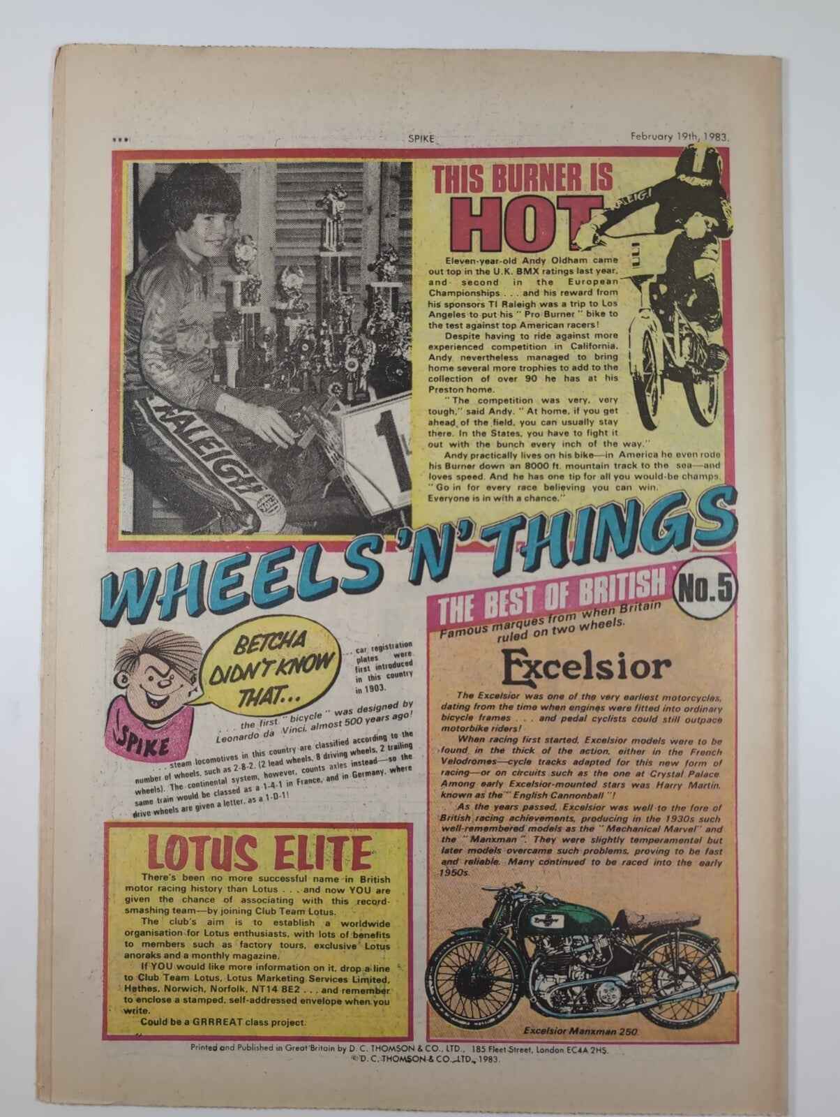 Spike Comic Issue No. 13 April 16th 1983 D.C Thomson Vintage Retro Comic