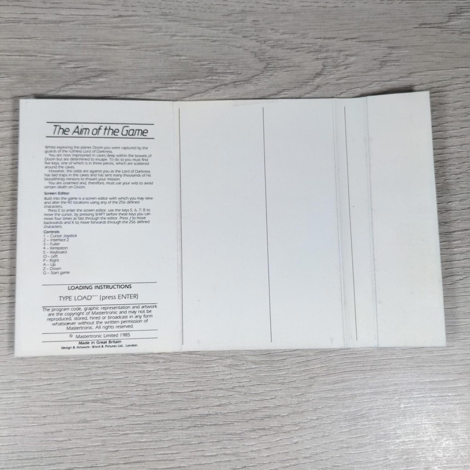 Caves Of Doom ZX Spectrum 48K Video Game Cassette Tested & Working