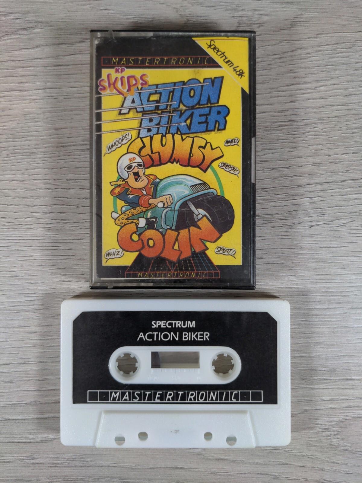 Action Biker Clumsy Colin ZX Spectrum 48K 128K Game Cassette Tested & Working