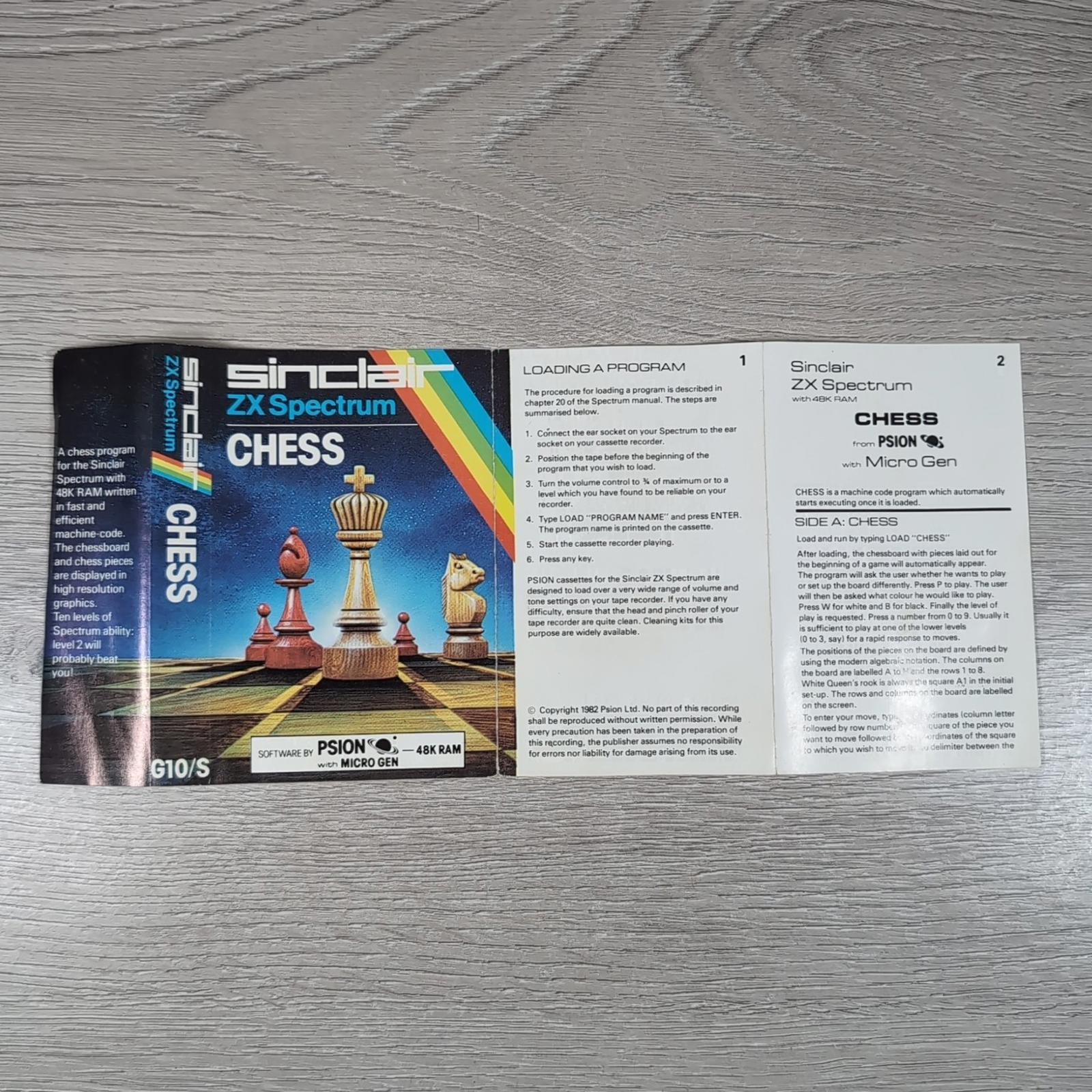 Chess ZX Spectrum 48K Game Cassette Psion Tested & Working