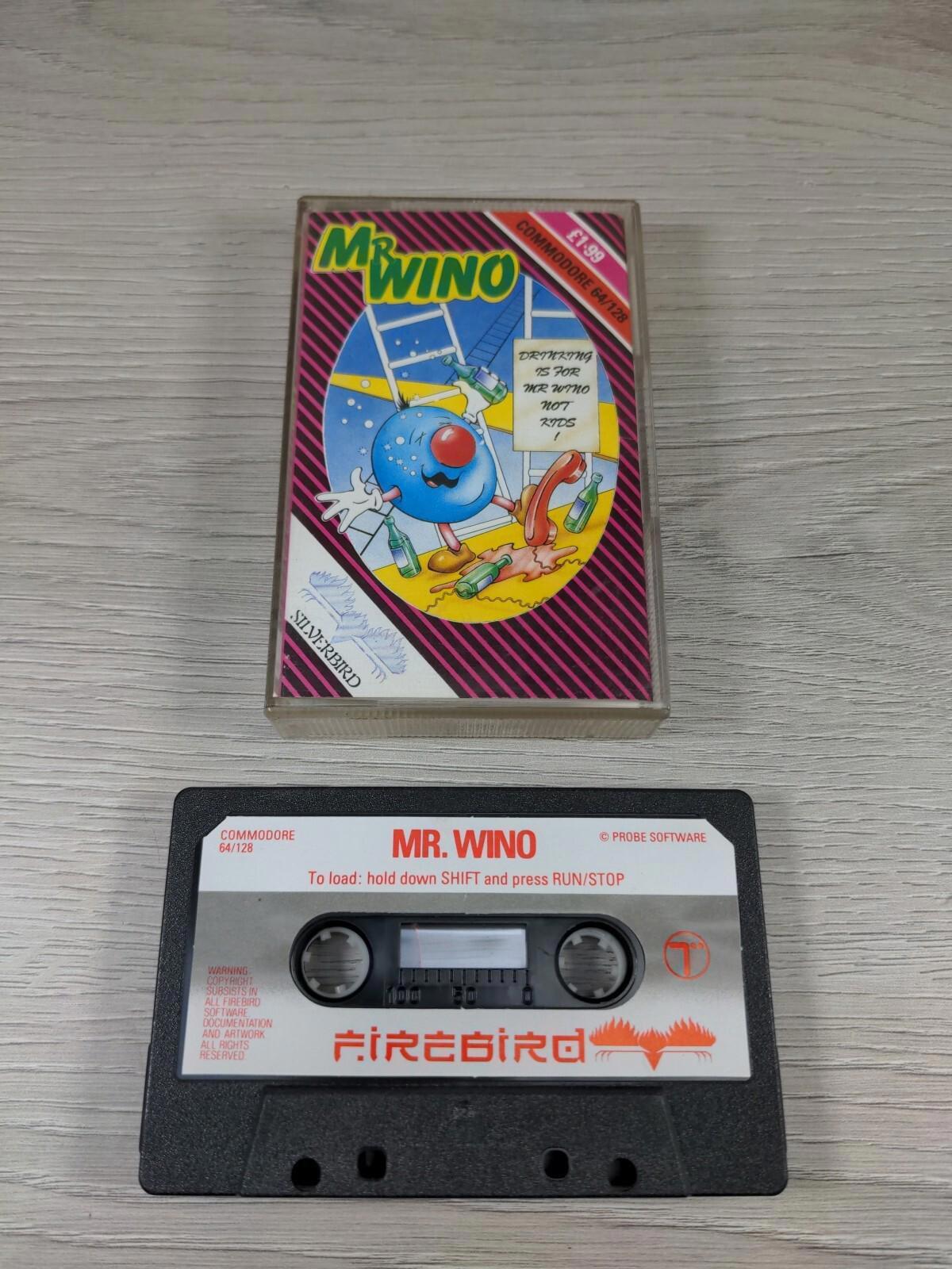 Mr Wino Commodore 64 C64 Video Game Cassette Silverbird Tested & Working