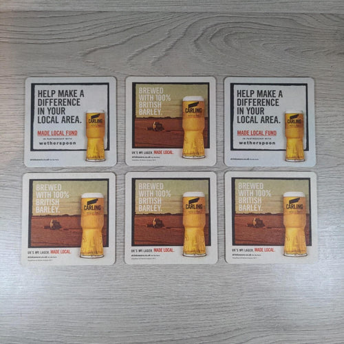 Carling 6 x Collectable Beer Mats Pub Bar Coaster Breweriana - Retrorama UK