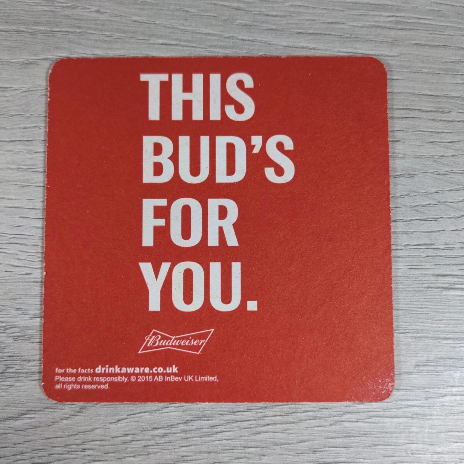 Budweiser 5 x Beer Mats Pub Bar Coaster Breweriana - Retrorama UK