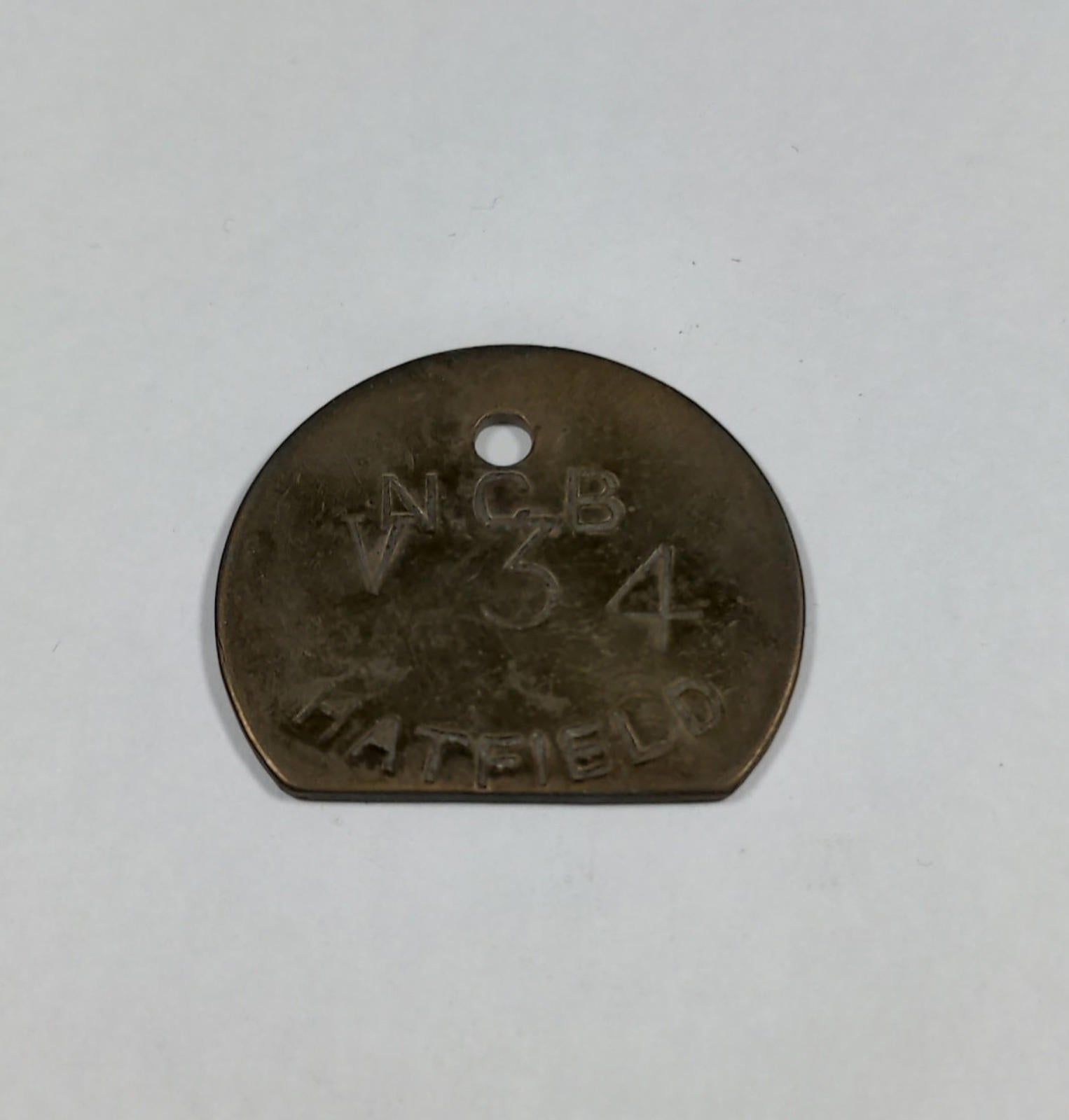 Hatfield Colliery V34 N.C.B  Brass Miners Pit Check Token Mining Memorabilia
