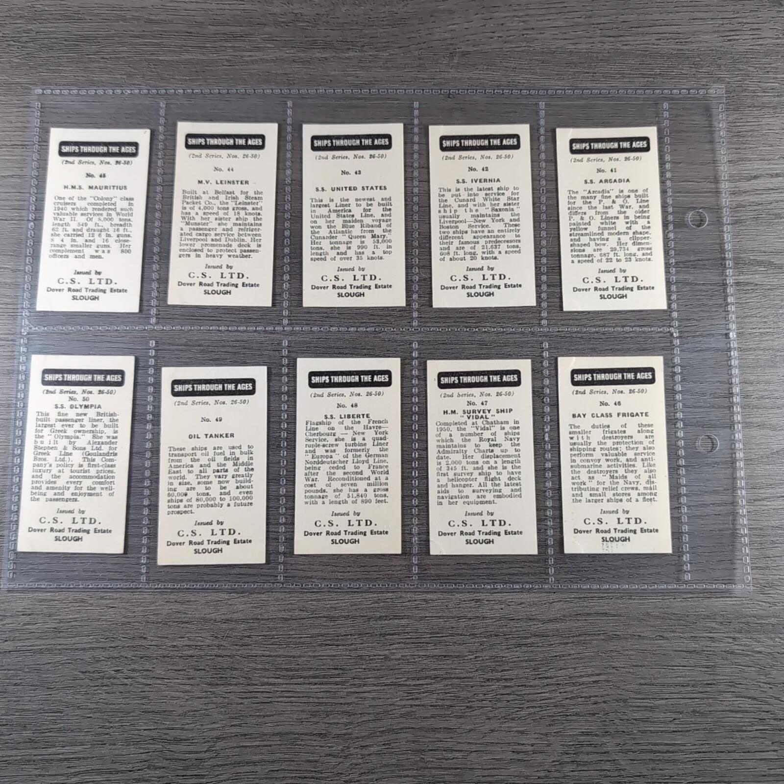 Ships Through the Ages 1963 C.S Ltd 2nd Series Complete Full Set of 50 Cards