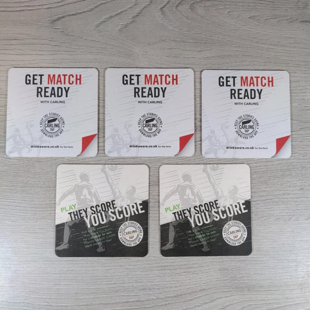 Carling 5 x Vintage Beer Mats Pub Bar Coaster Breweriana - Retrorama UK