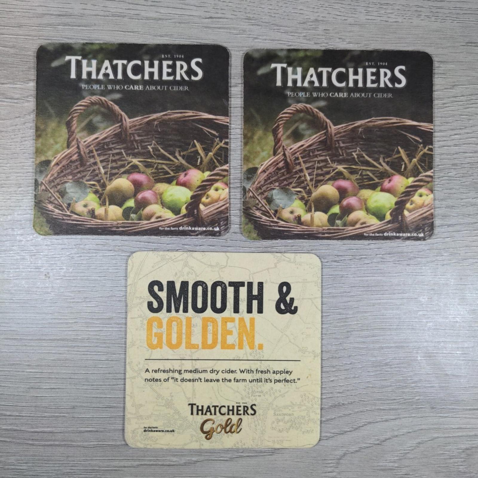 Thatchers Cider 3 x Vintage Beer Mats Pub Bar Coaster Breweriana - Retrorama UK