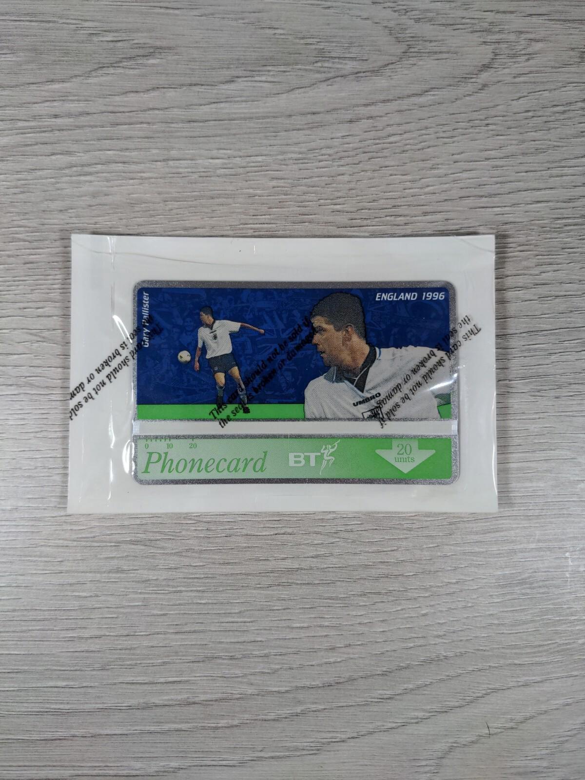 Phone Card England 1996 Gary Pallister £2 Vintage Phonecard Unused & Sealed - Retrorama UK