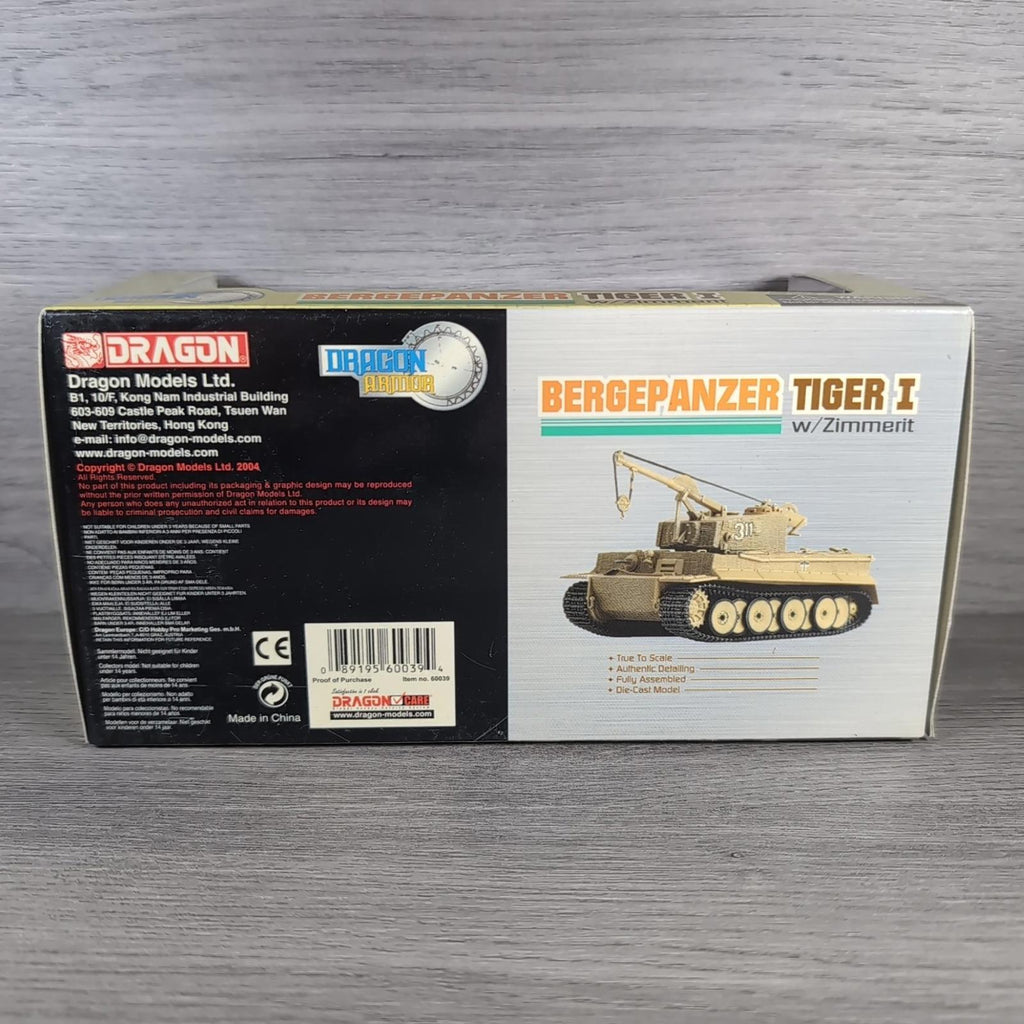 Dragon Armor BergePanzer Tiger I w/Zimmerit Italy 1944 1:72 Scale Model 60039