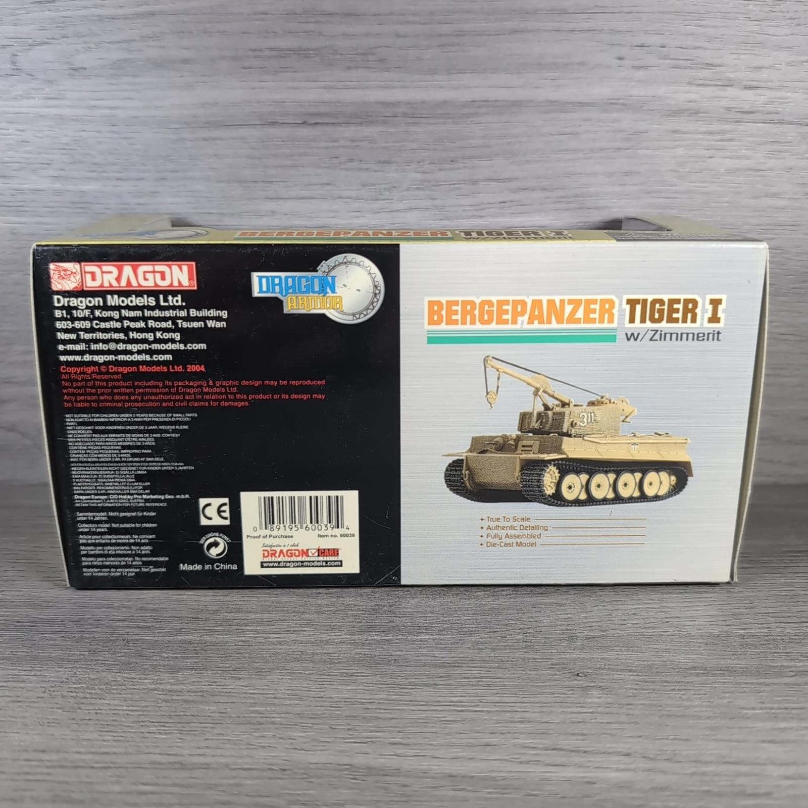 Dragon Armor BergePanzer Tiger I w/Zimmerit Italy 1944 1:72 Scale Model 60039
