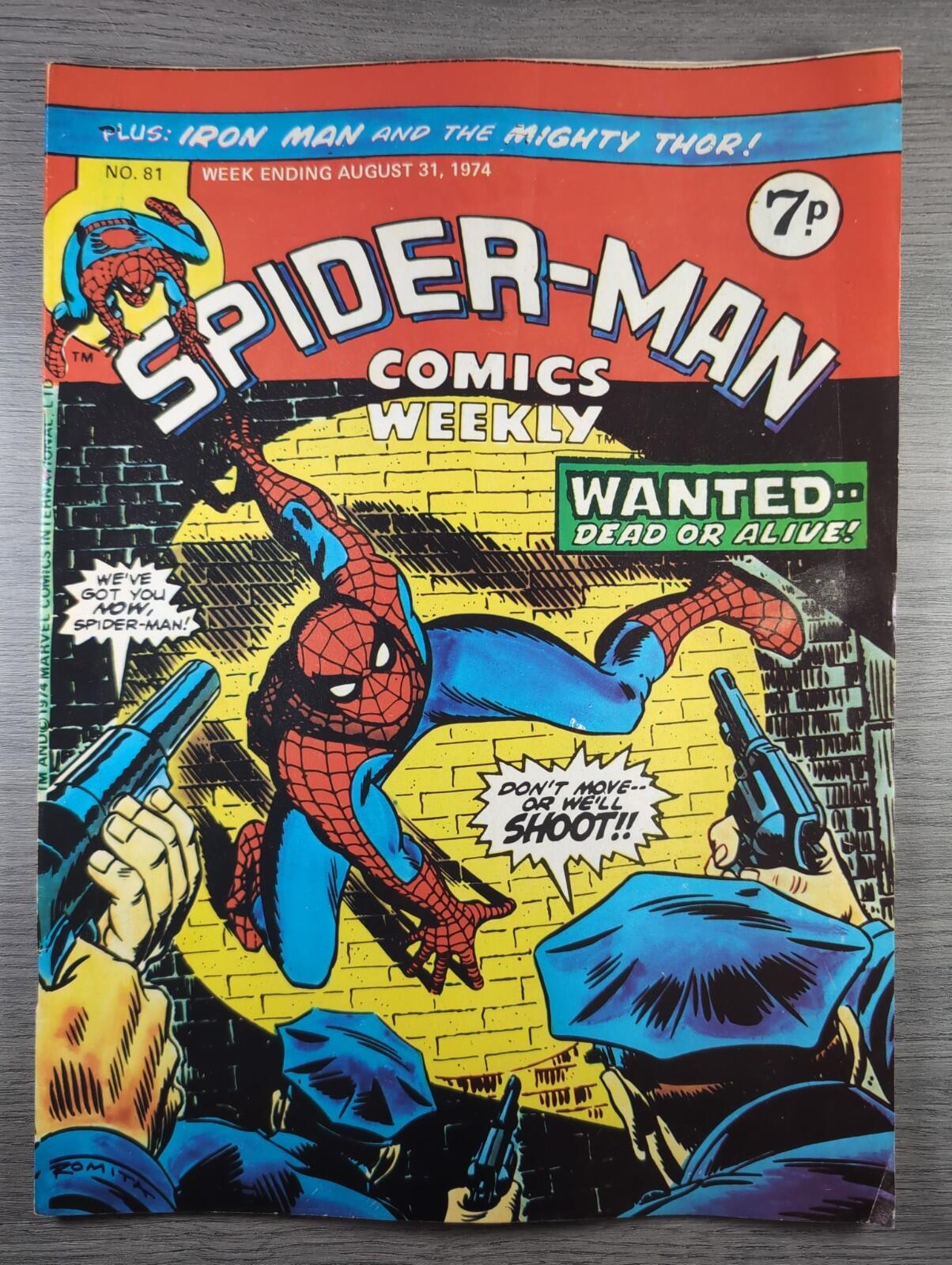 Spider-Man Comics Weekly No 81 Marvel Comics UK 31st August 1974 Vintage Comic