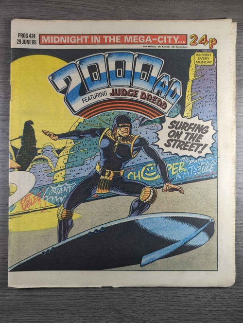 2000AD Prog 424 Featuring Judge Dread Comic 29th June 1985 Vintage Retro Comic