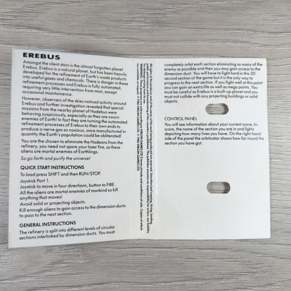 Erebus Commodore 64 C64 Game Cassette Tested & Working - Vintage Video Game - Retrorama UK