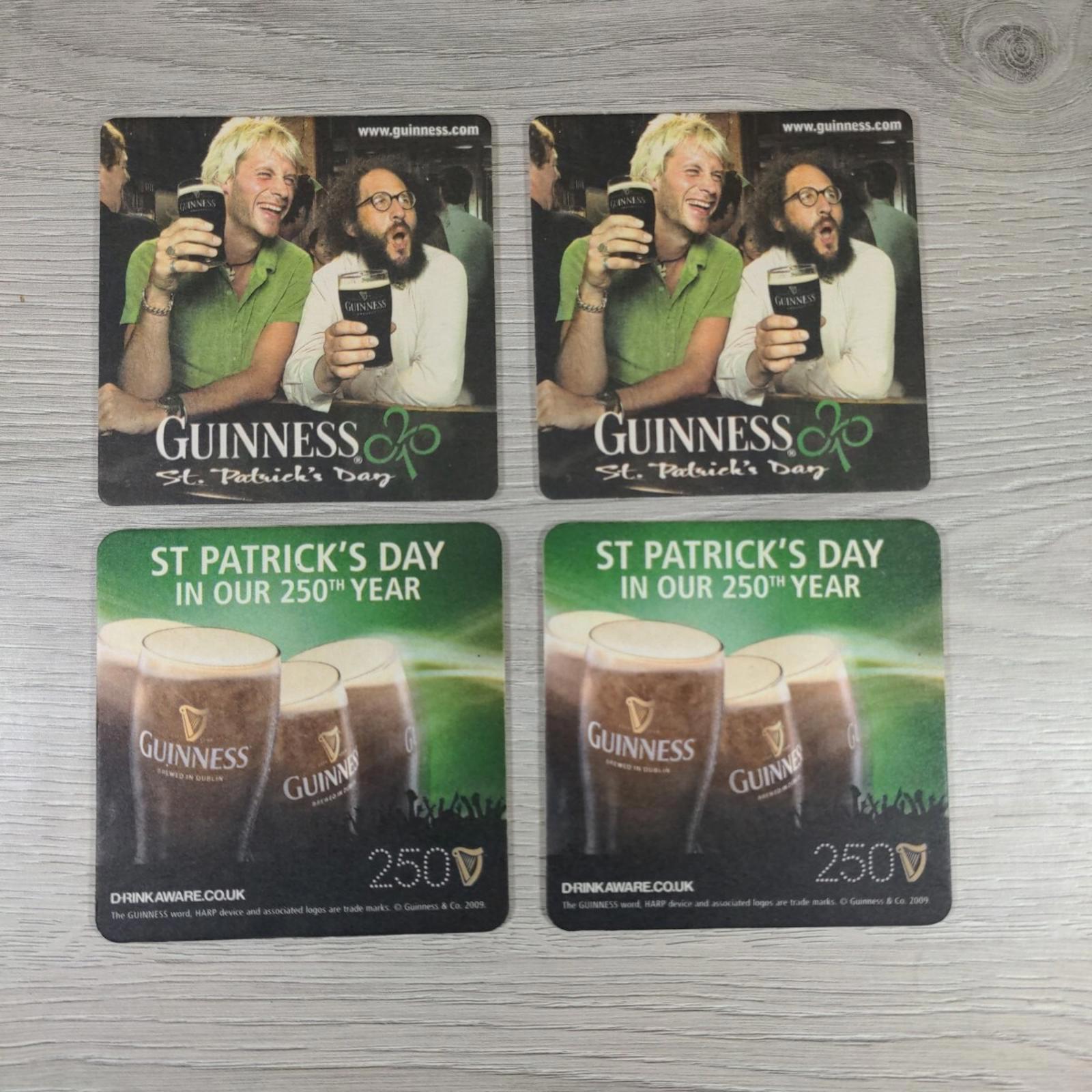 Guinness 4 x Vintage Beer Mats Pub Bar Coaster Breweriana