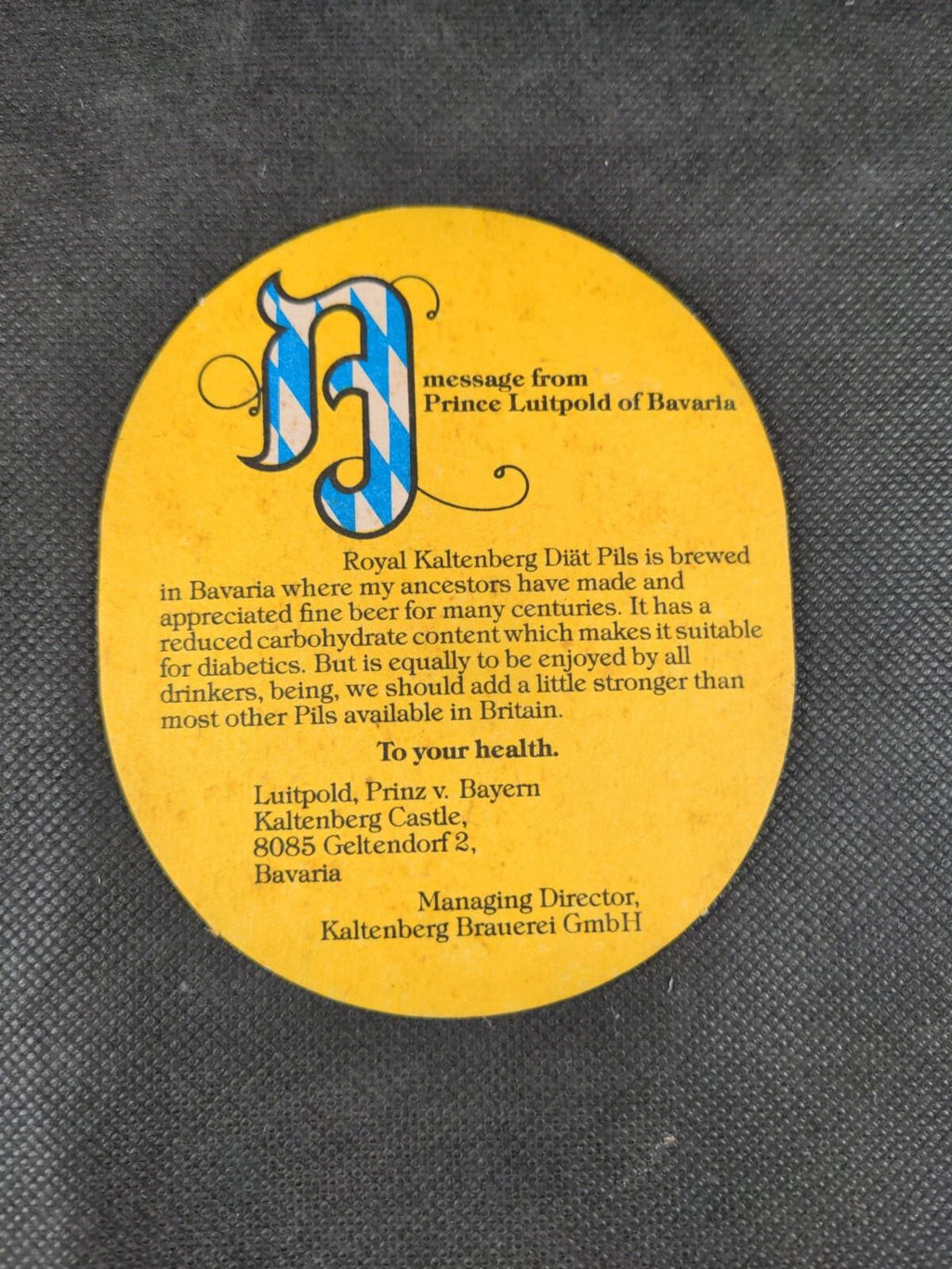 Kaltenberg Pills 5 x Vintage Beer Mats Coasters  Pub Breweriana - Retrorama UK