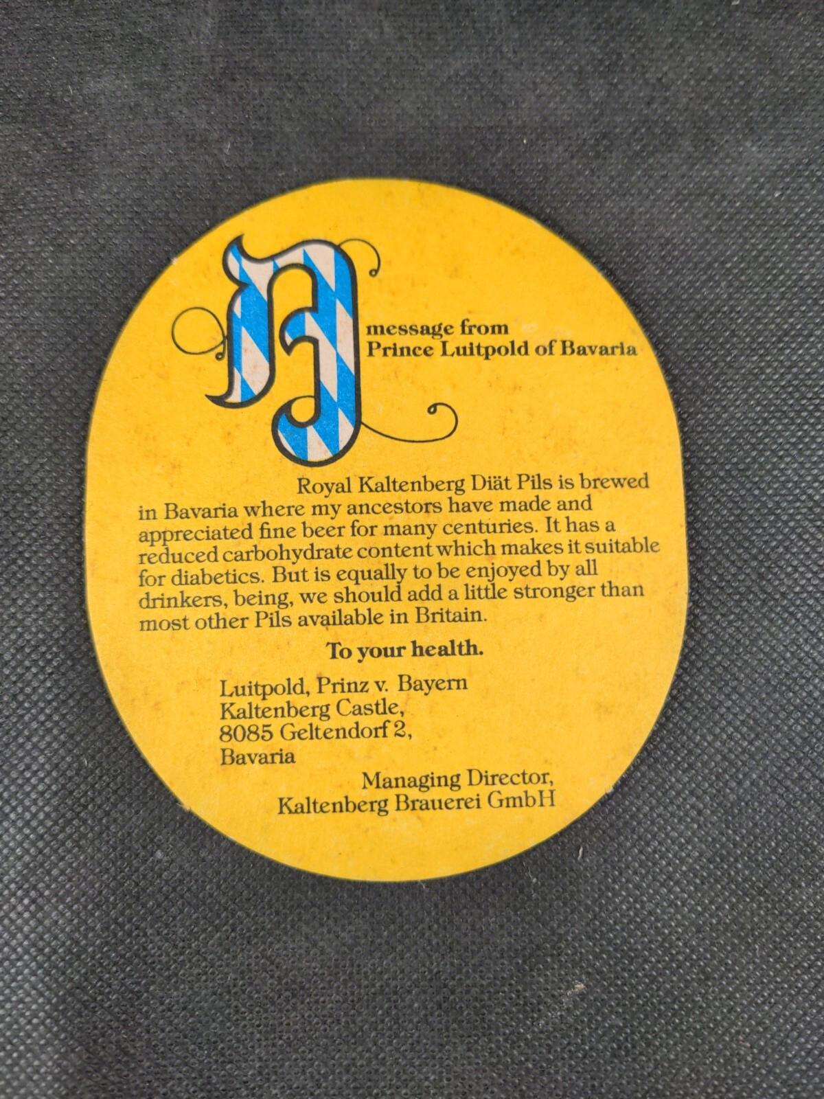 Kaltenberg Pills 5 x Vintage Beer Mats Coasters  Pub Breweriana - Retrorama UK
