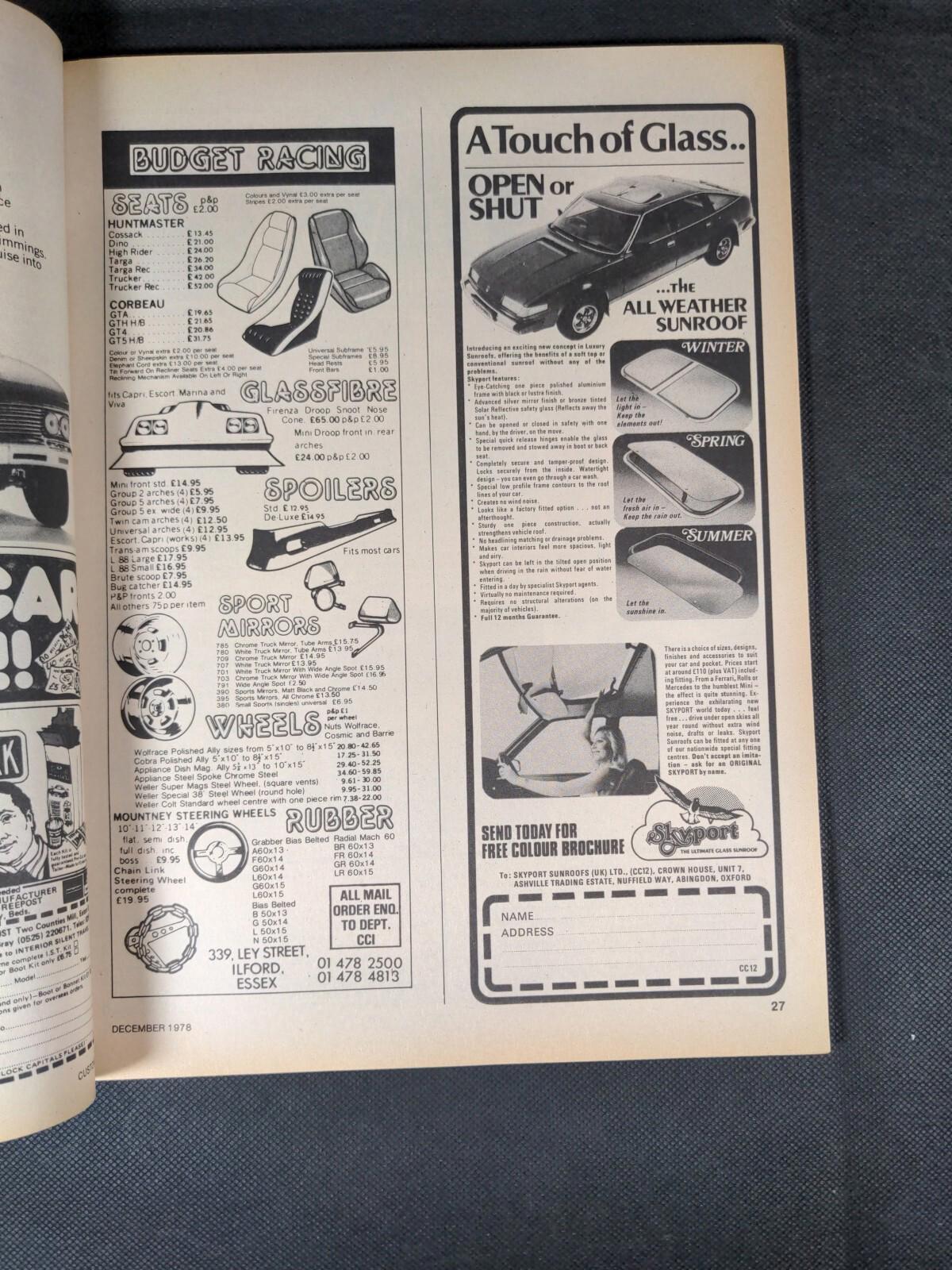 Custom Car Magazine Issue December 1978 Vintage Magazine - Retrorama UK