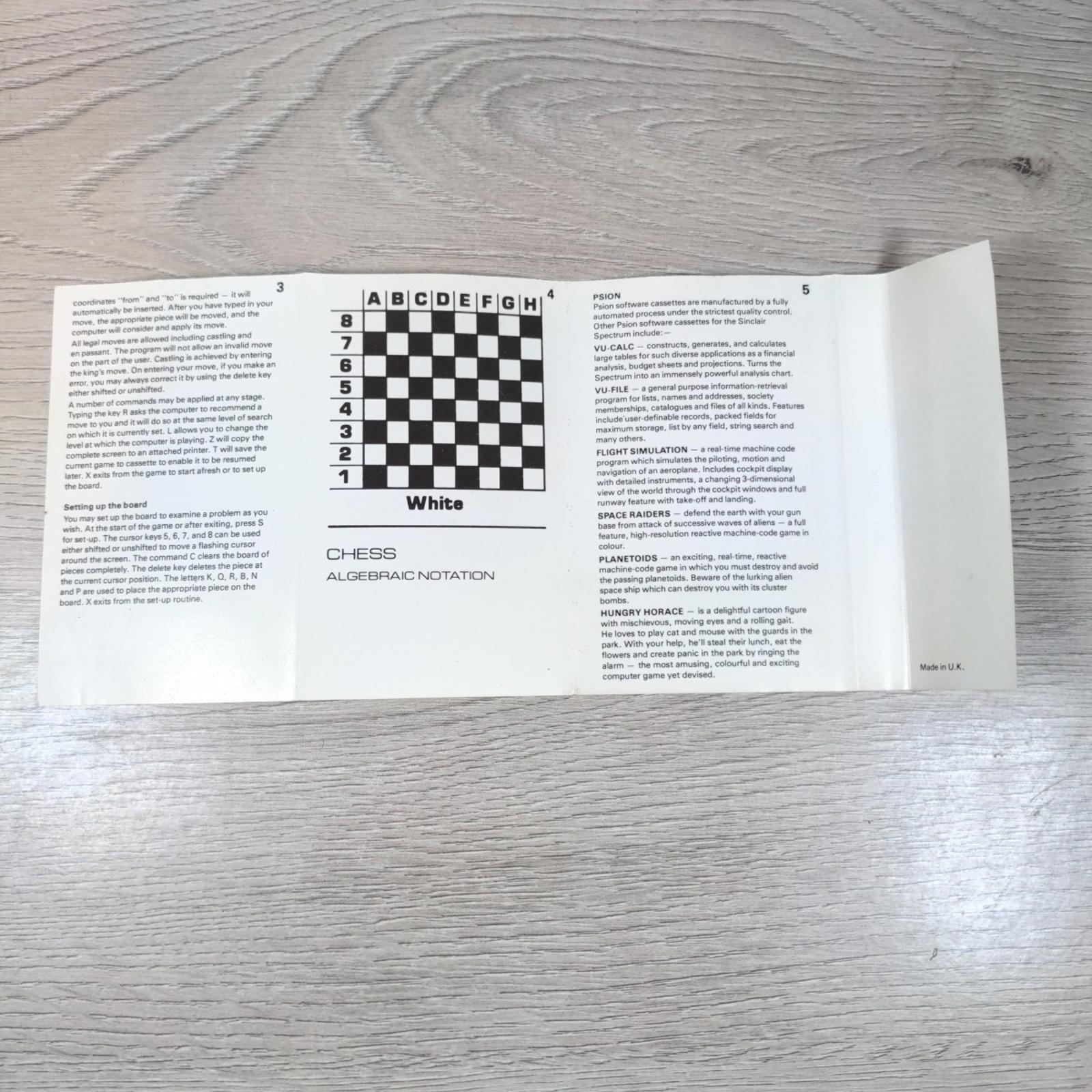Chess ZX Spectrum 48K Game Cassette Psion Tested & Working