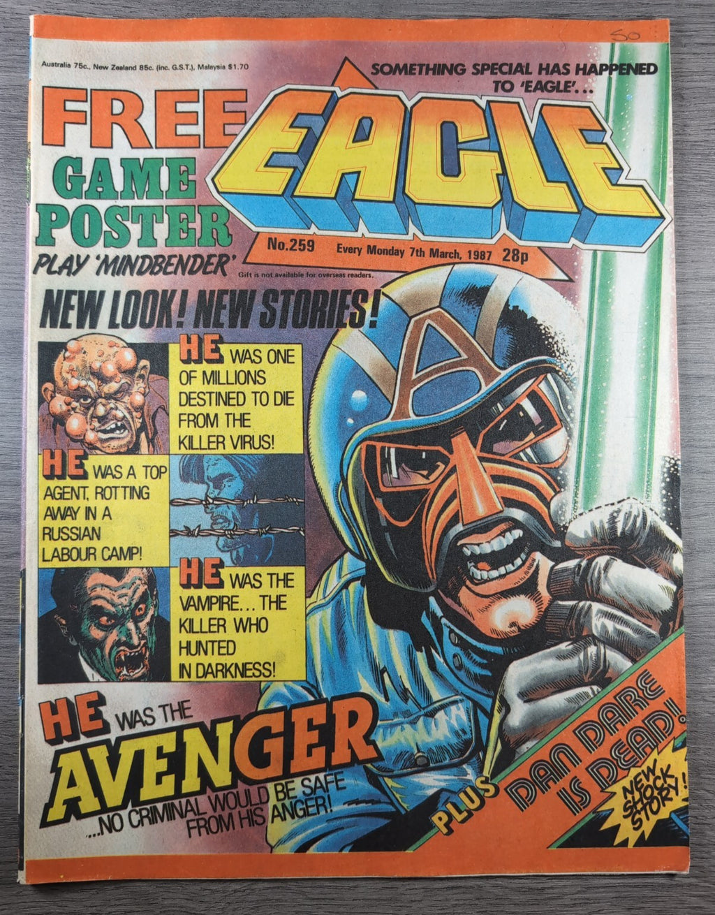 Eagle Comic Issue No. 259 7th March 1987 With Poster Vintage Retro UK Comic
