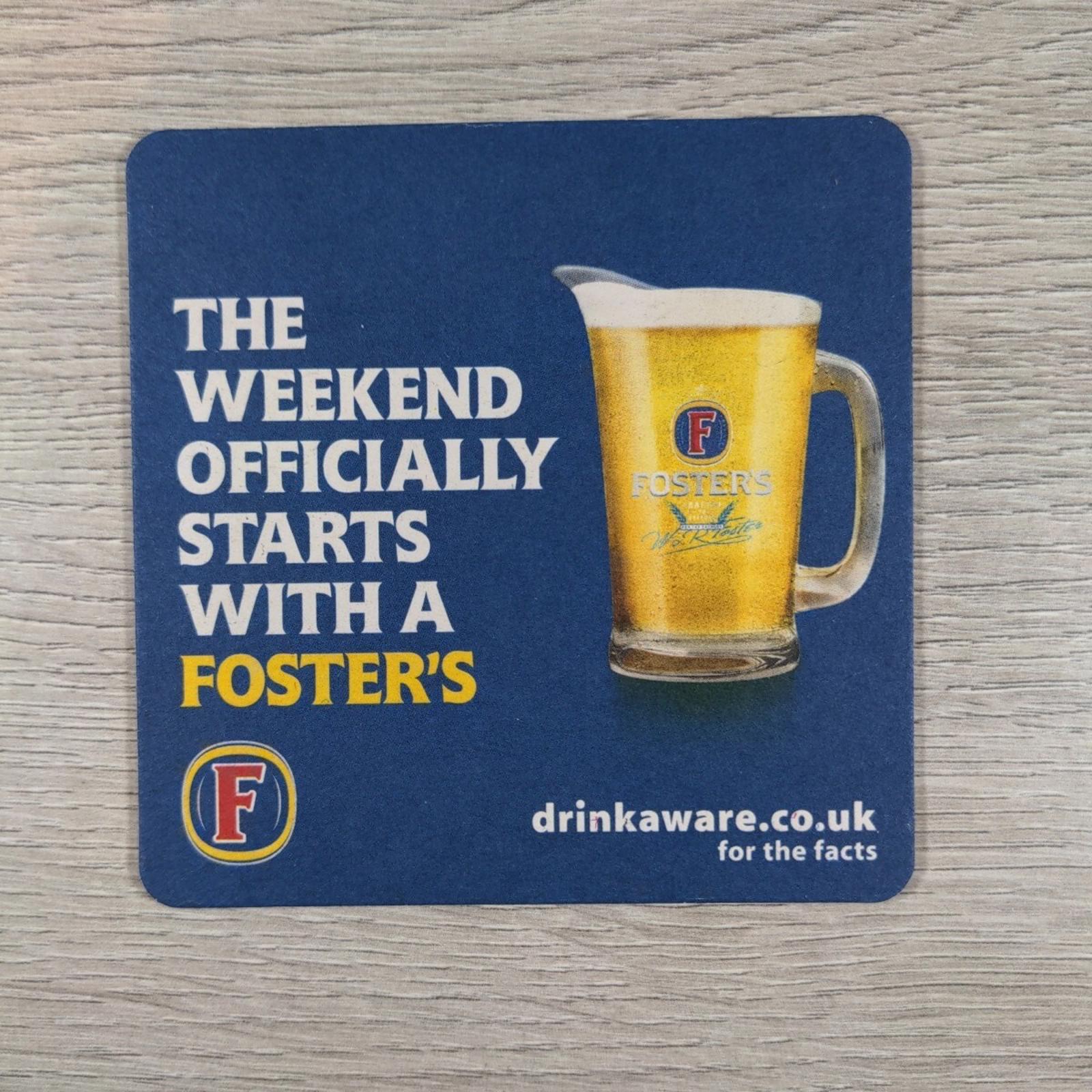 Fosters 3 x Beer Mats Pub Bar Coaster Breweriana - Retrorama UK