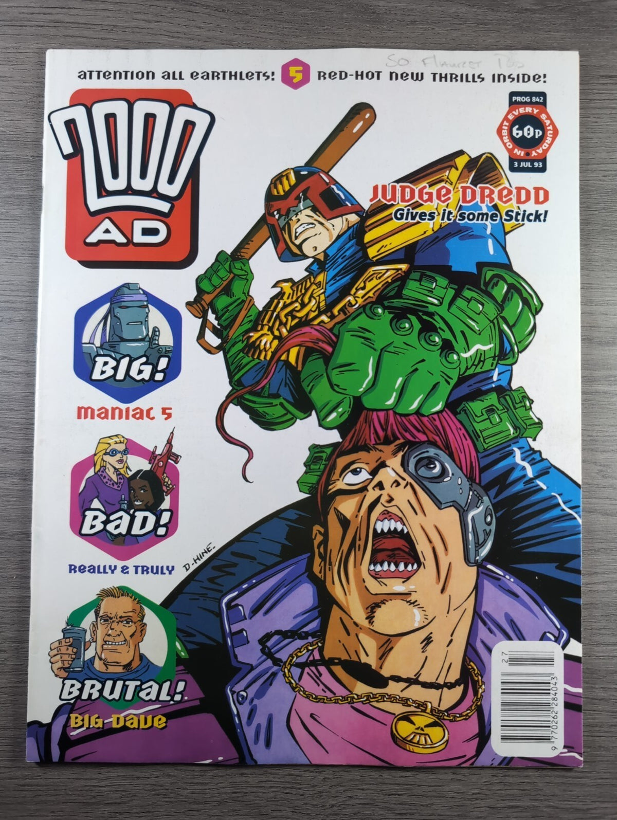 2000AD Prog 842 Featuring Judge Dredd Comic 3rd July 1993 Vintage Retro Comic