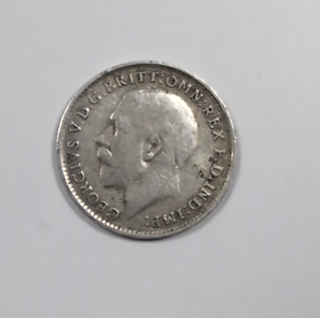 1918 George V Sterling Silver 3D Threepence Coin Good Condition