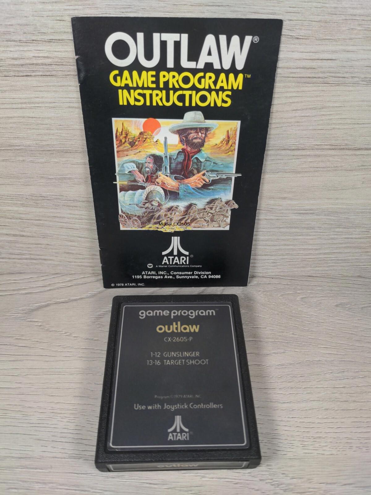 Atari 2600 Outlaw Game Cartridge & Manual - Vintage Video Game Tested & Working
