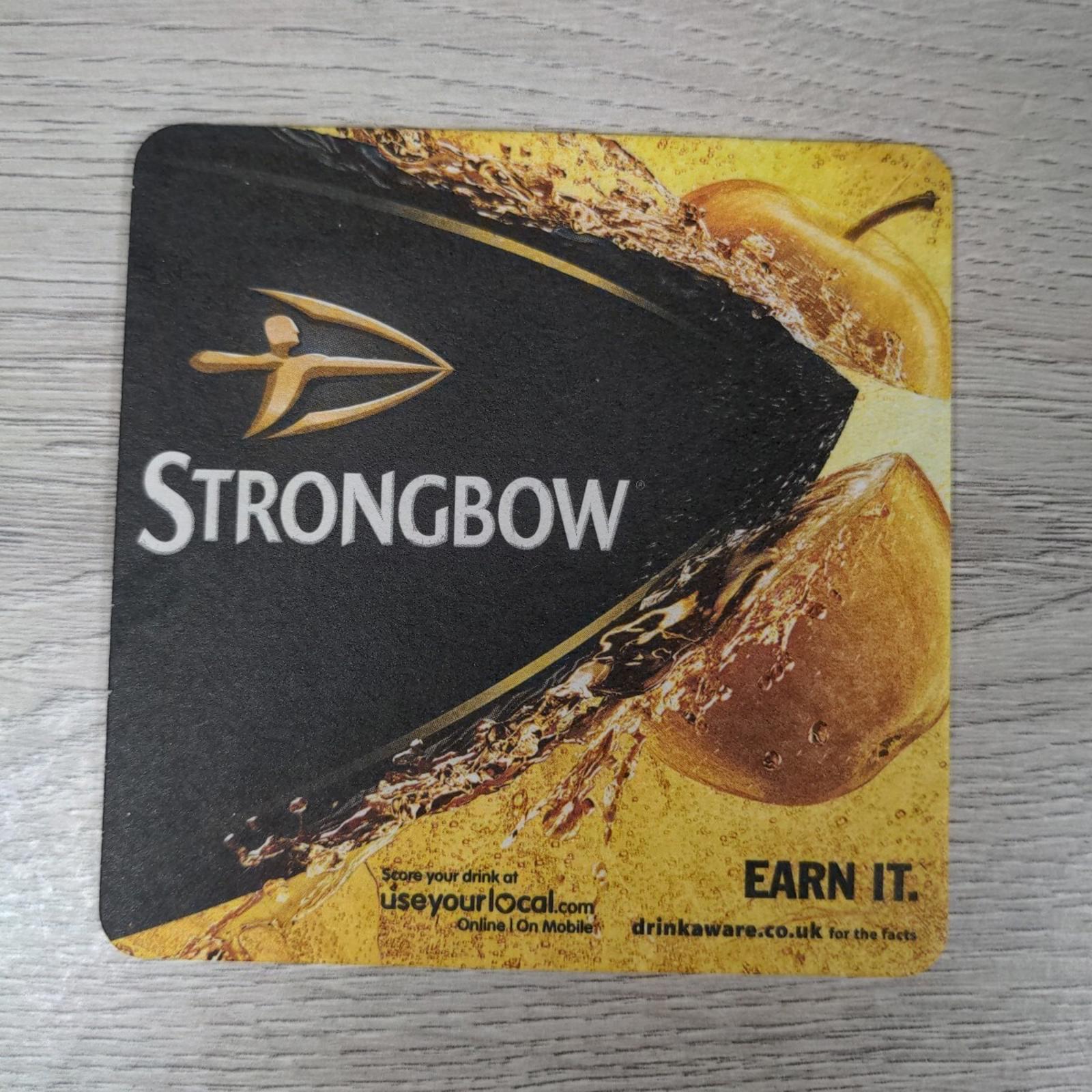 Strongbow Cider 4 x Vintage Beer Mats Pub Bar Coaster Breweriana - Retrorama UK