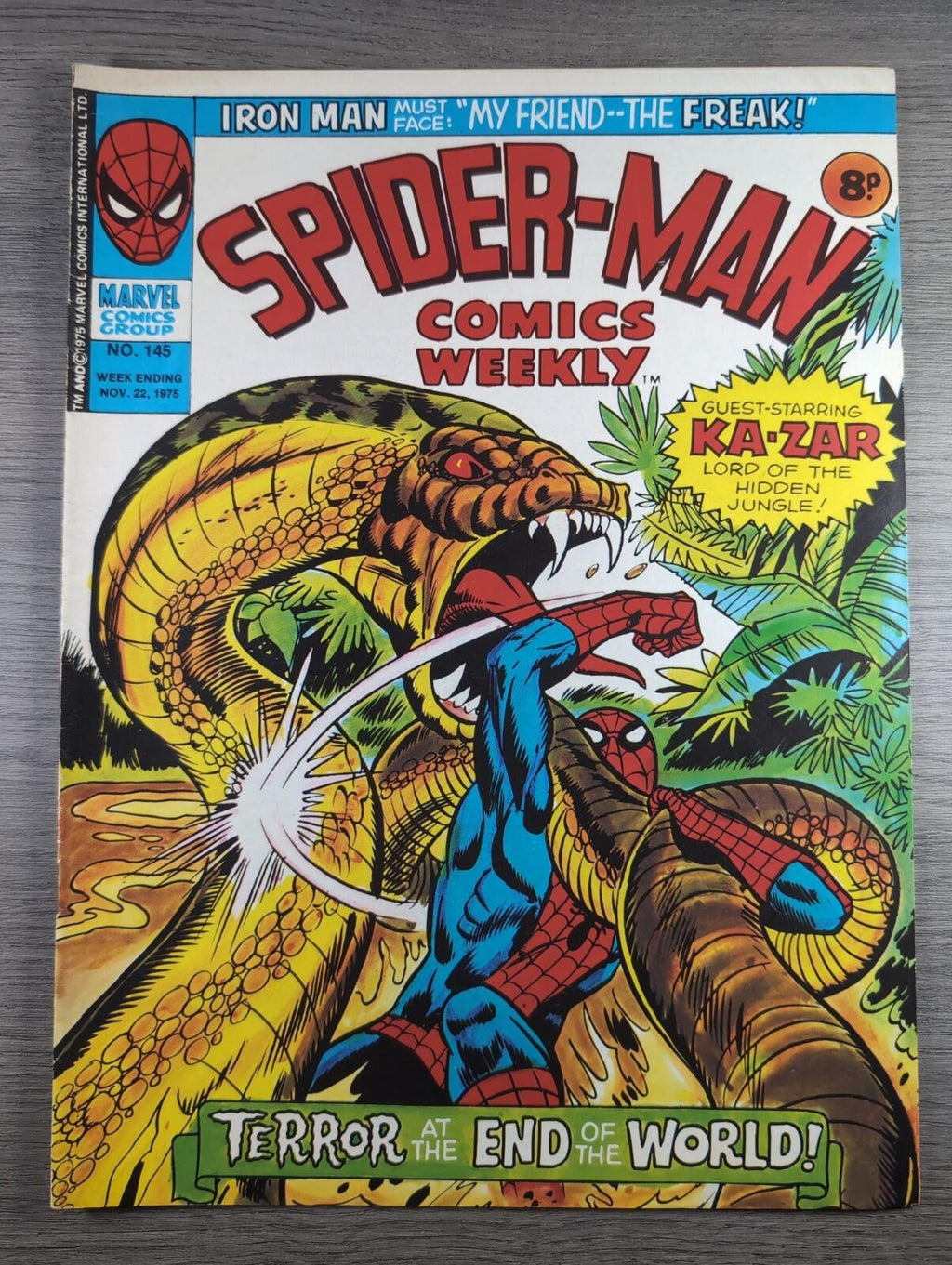 Spider-Man Comics Weekly No 145 Marvel Comics UK 22nd November 1975 Vintage Comic